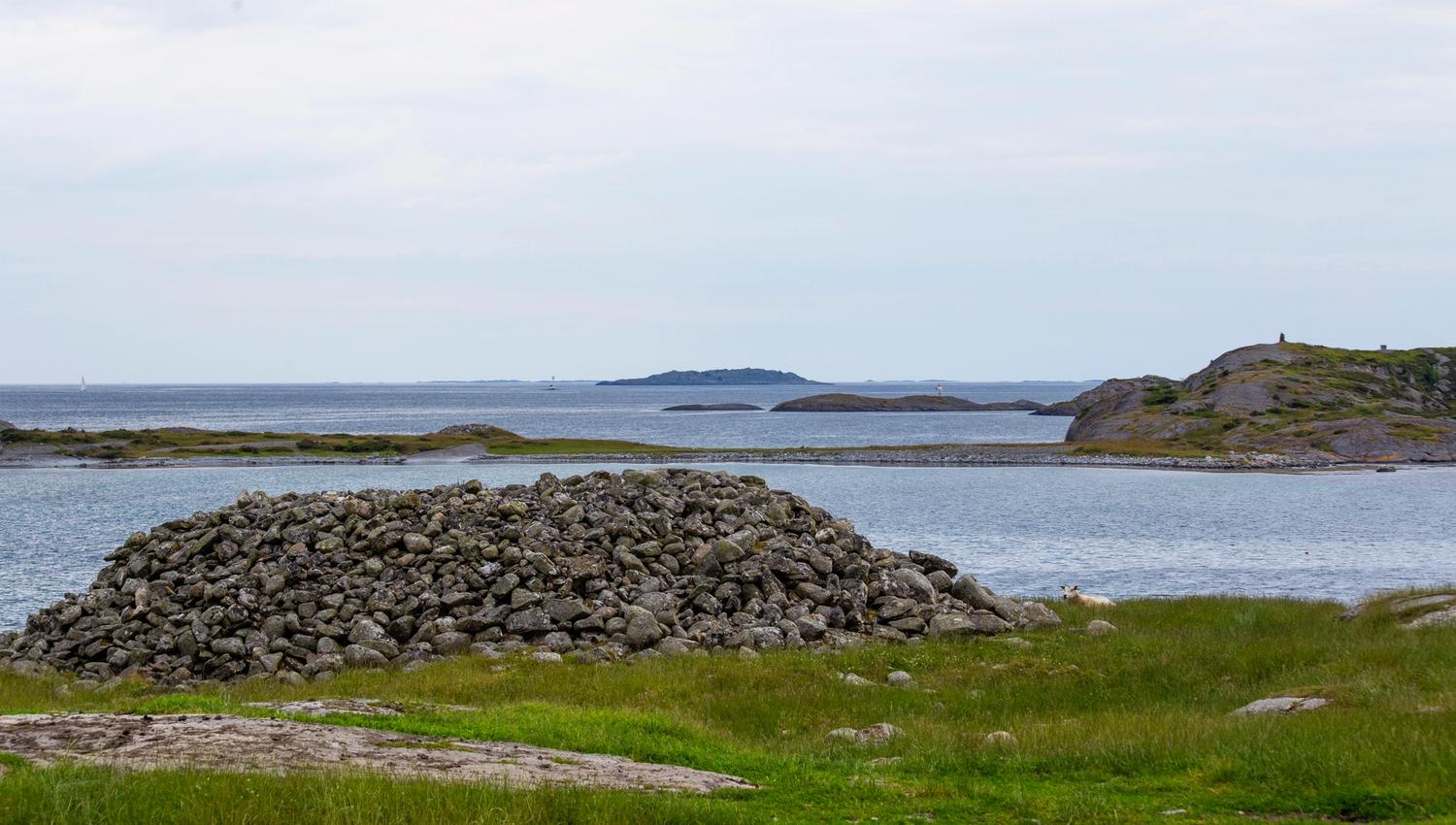 Island landscapes with burial mound dating back to the Bronze Age