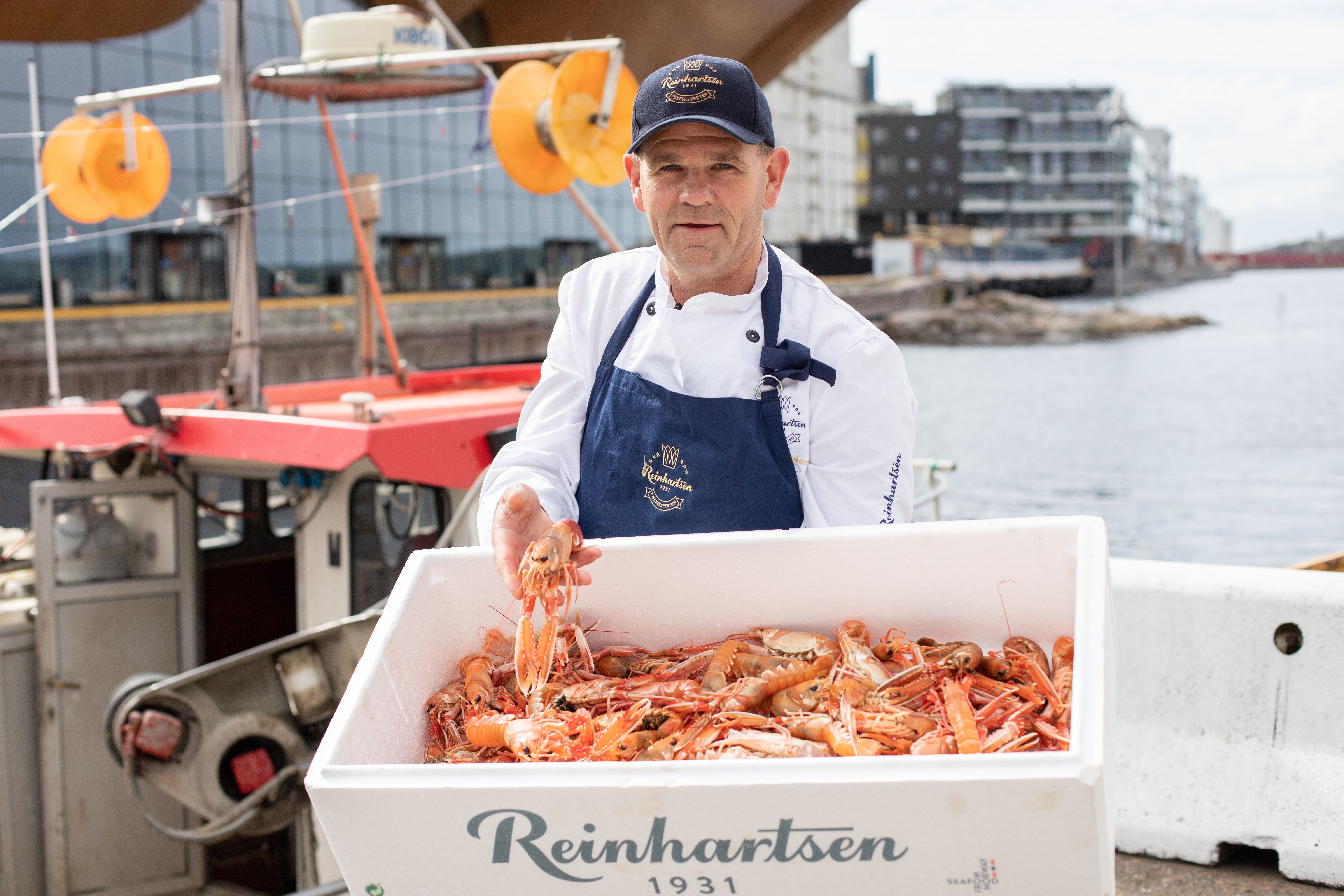 Reidar hos Reinhartsen på Fiskebrygga i Kristiansand