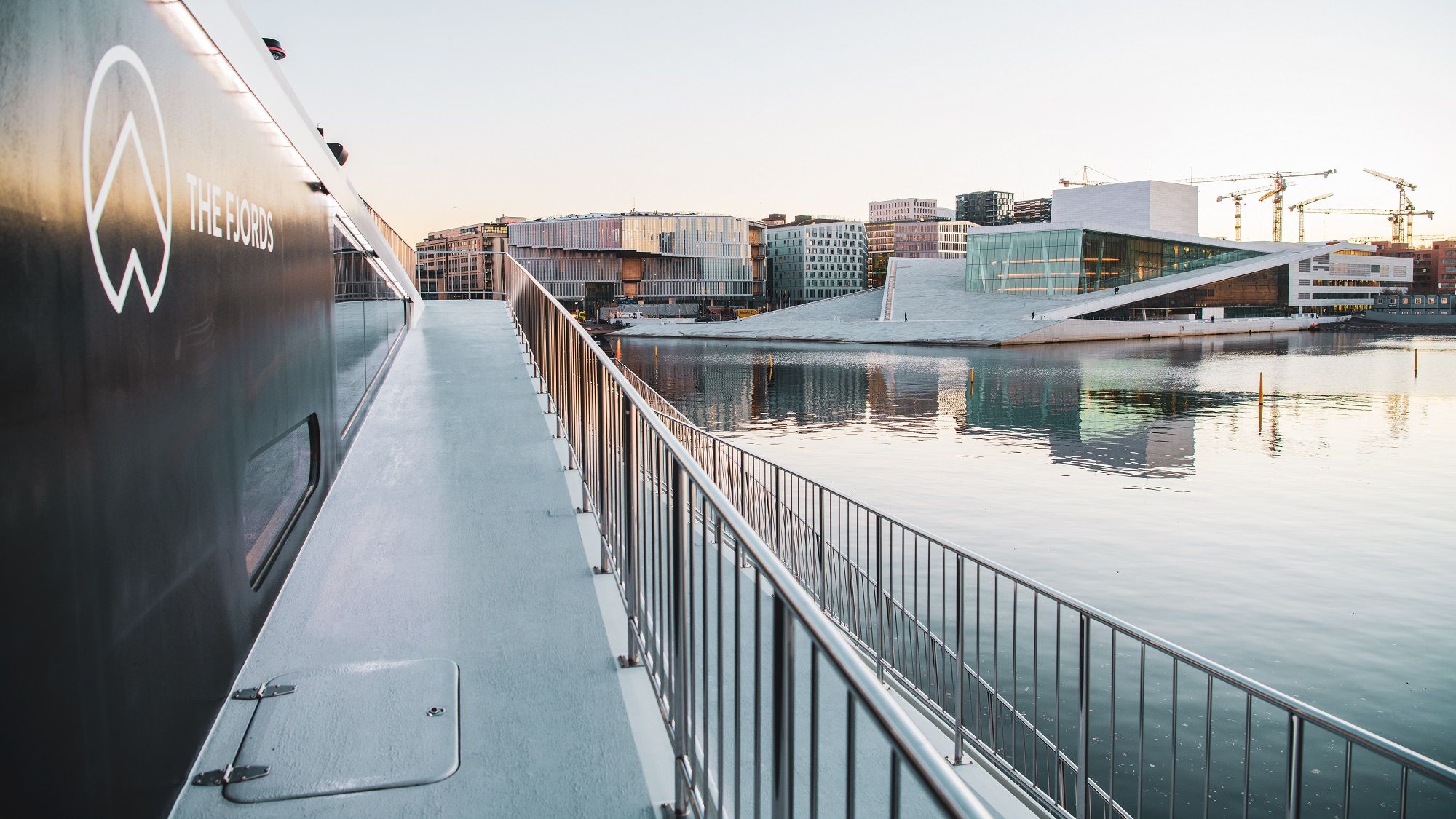 Photo of the Oslo Opera House taken from the deck of Legacy of the Fjords