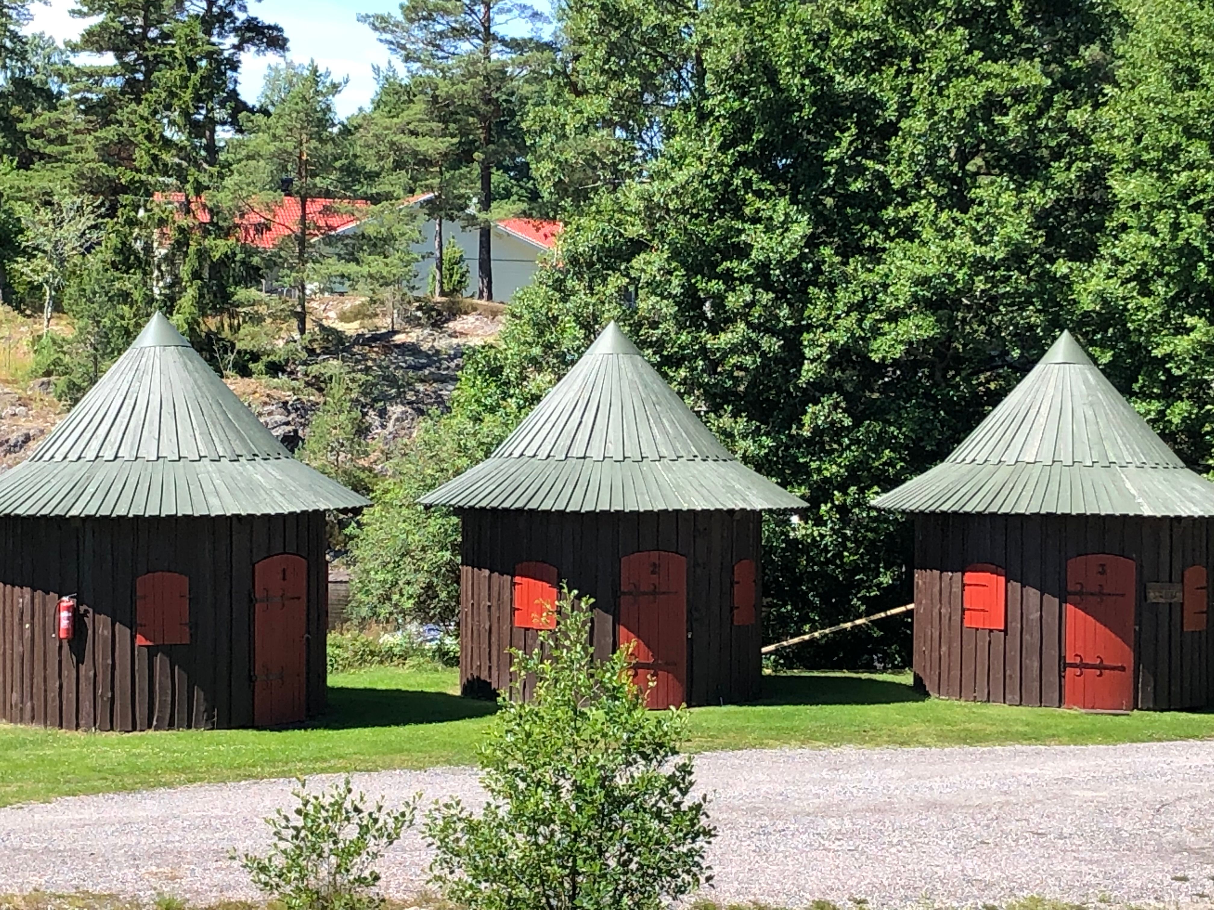 three huts