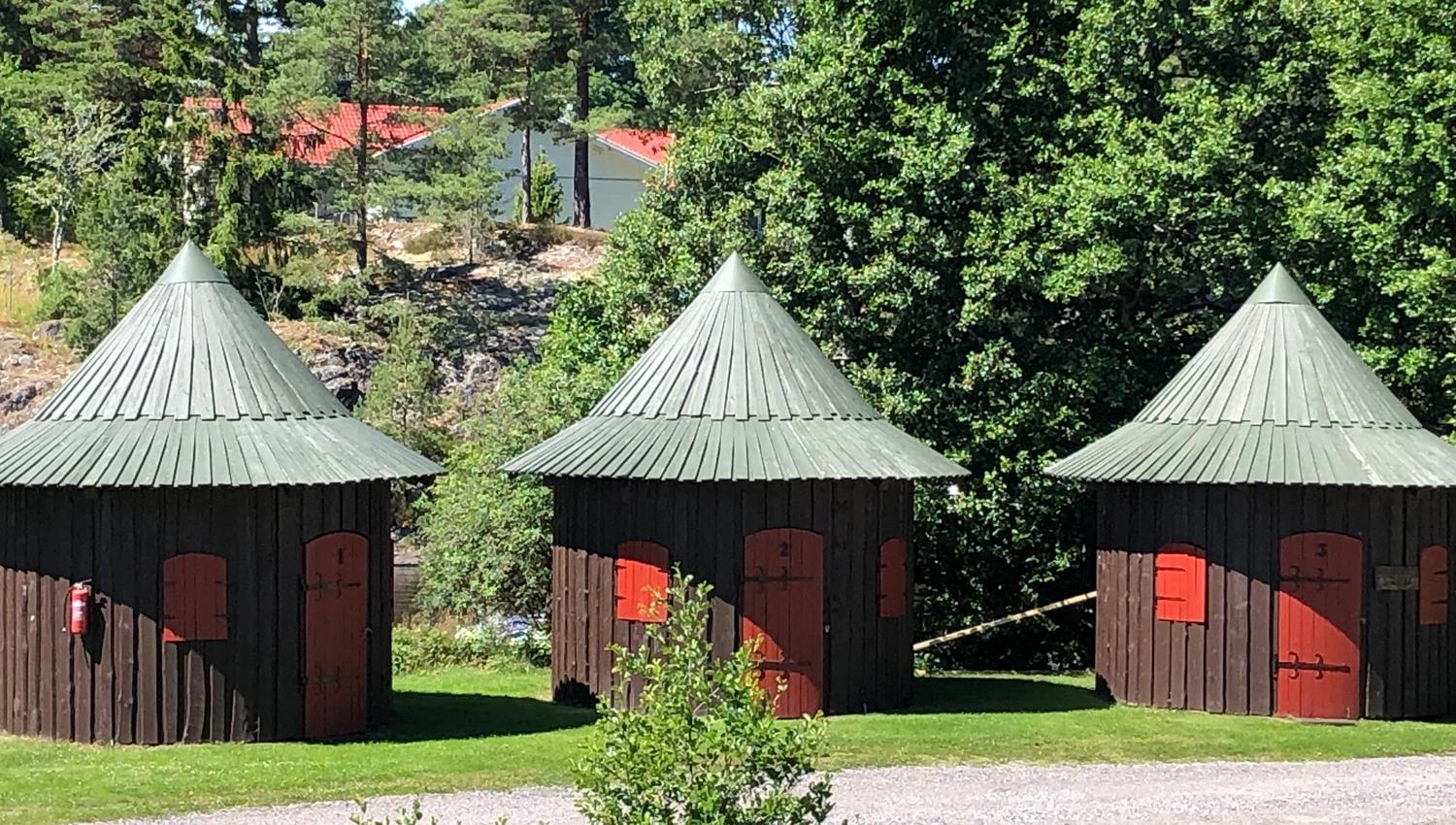 three huts
