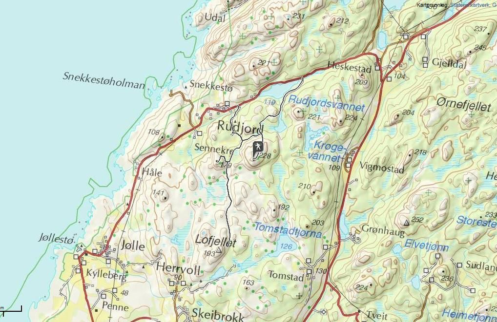 Kart over turen til Gråfjellsveden