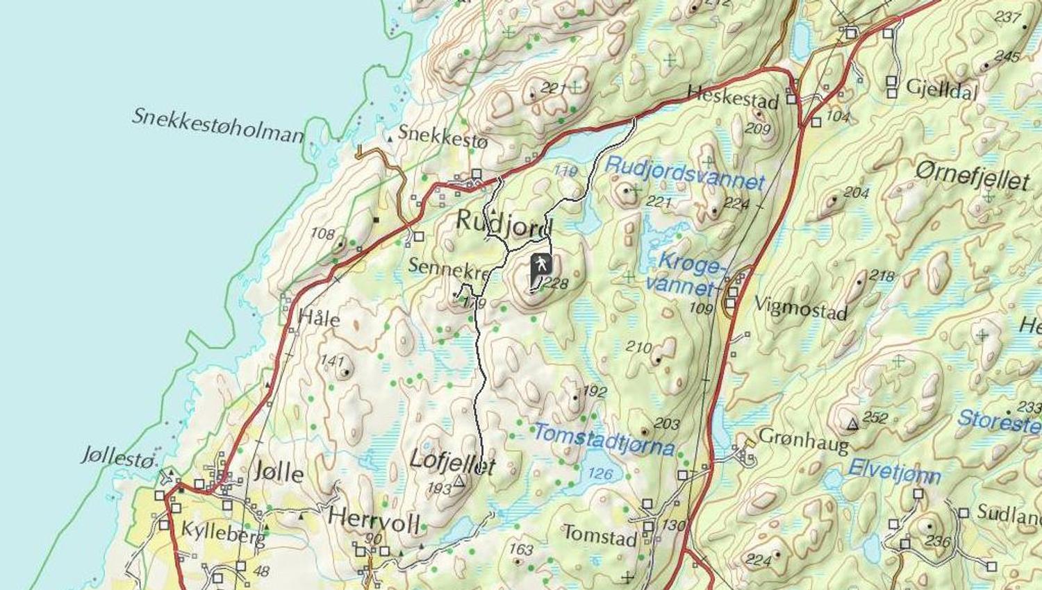Kart over turen til Gråfjellsveden