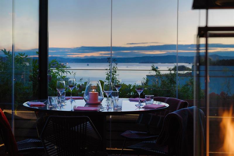 view over the oslofjord at sunset