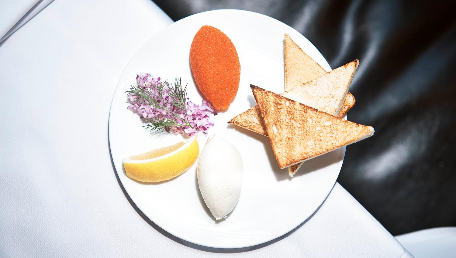 Detail photo of dish on a white plate.