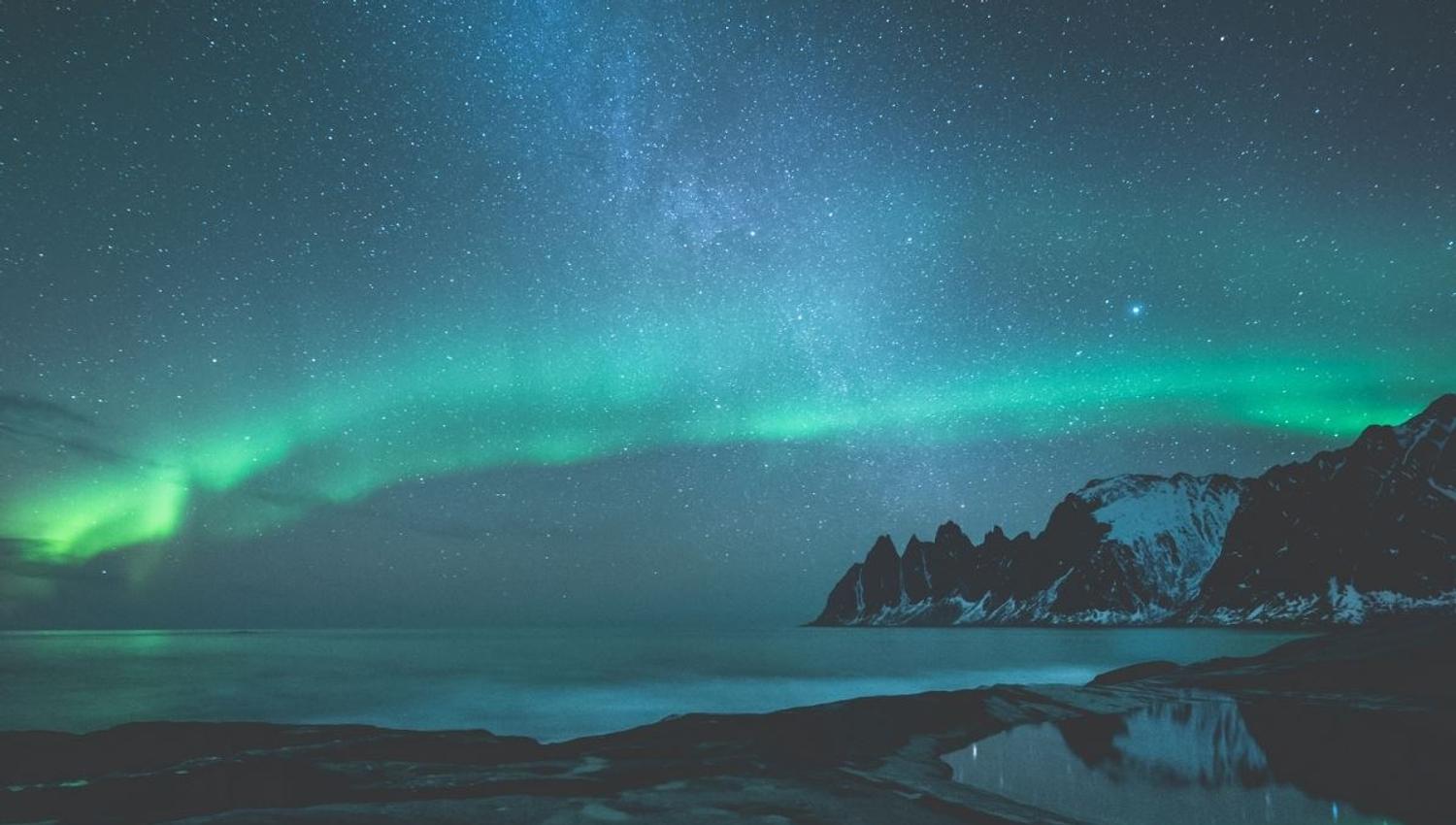 Northern Lights over the seaside