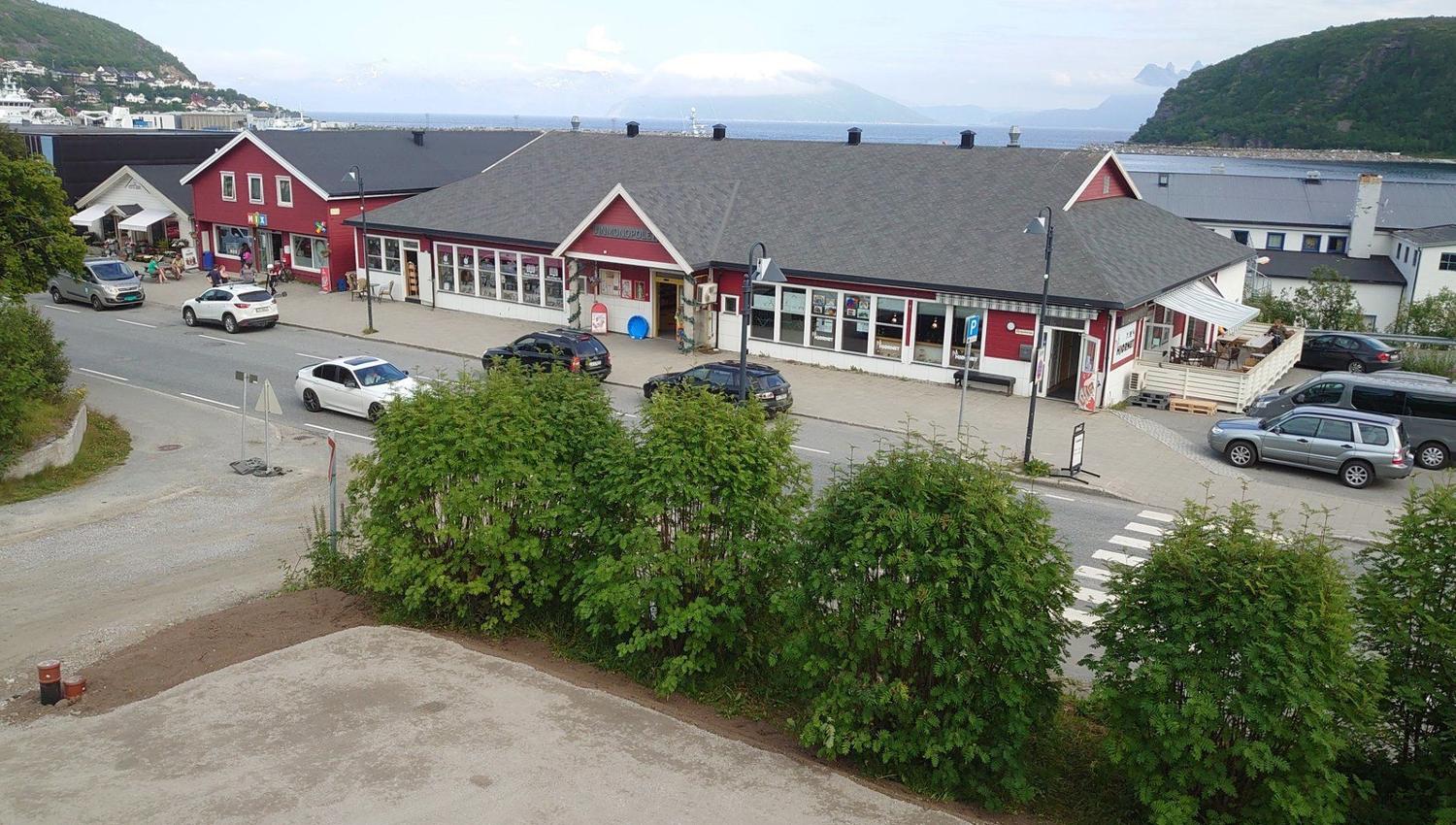 View from the guest house to På Hjørnet Café