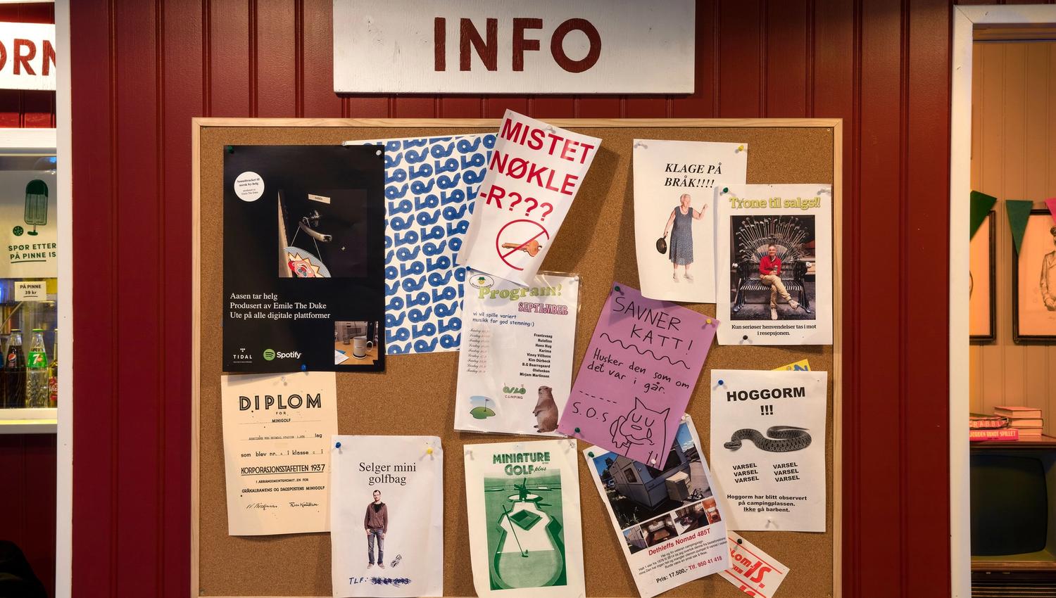 info board with different sheets on