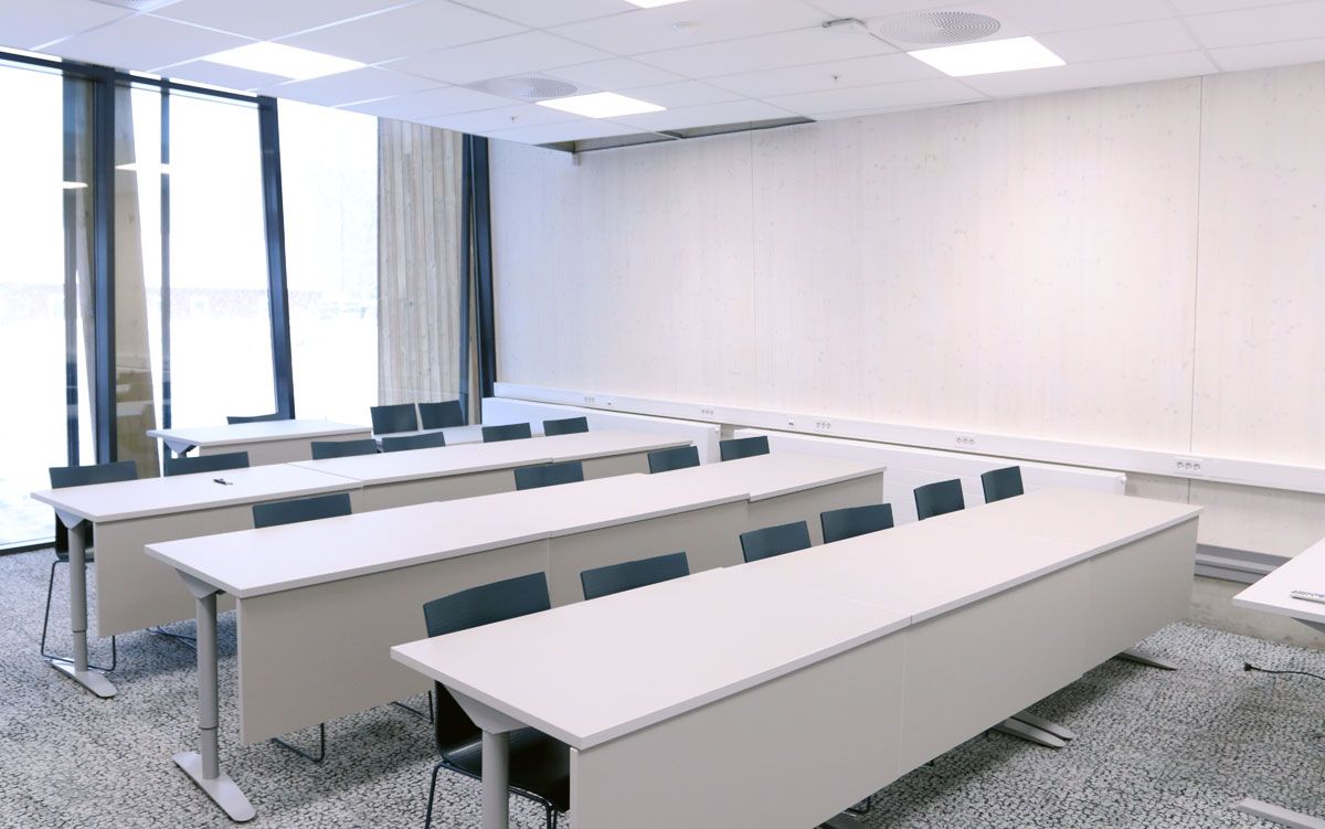 Meeting room with table and chairs