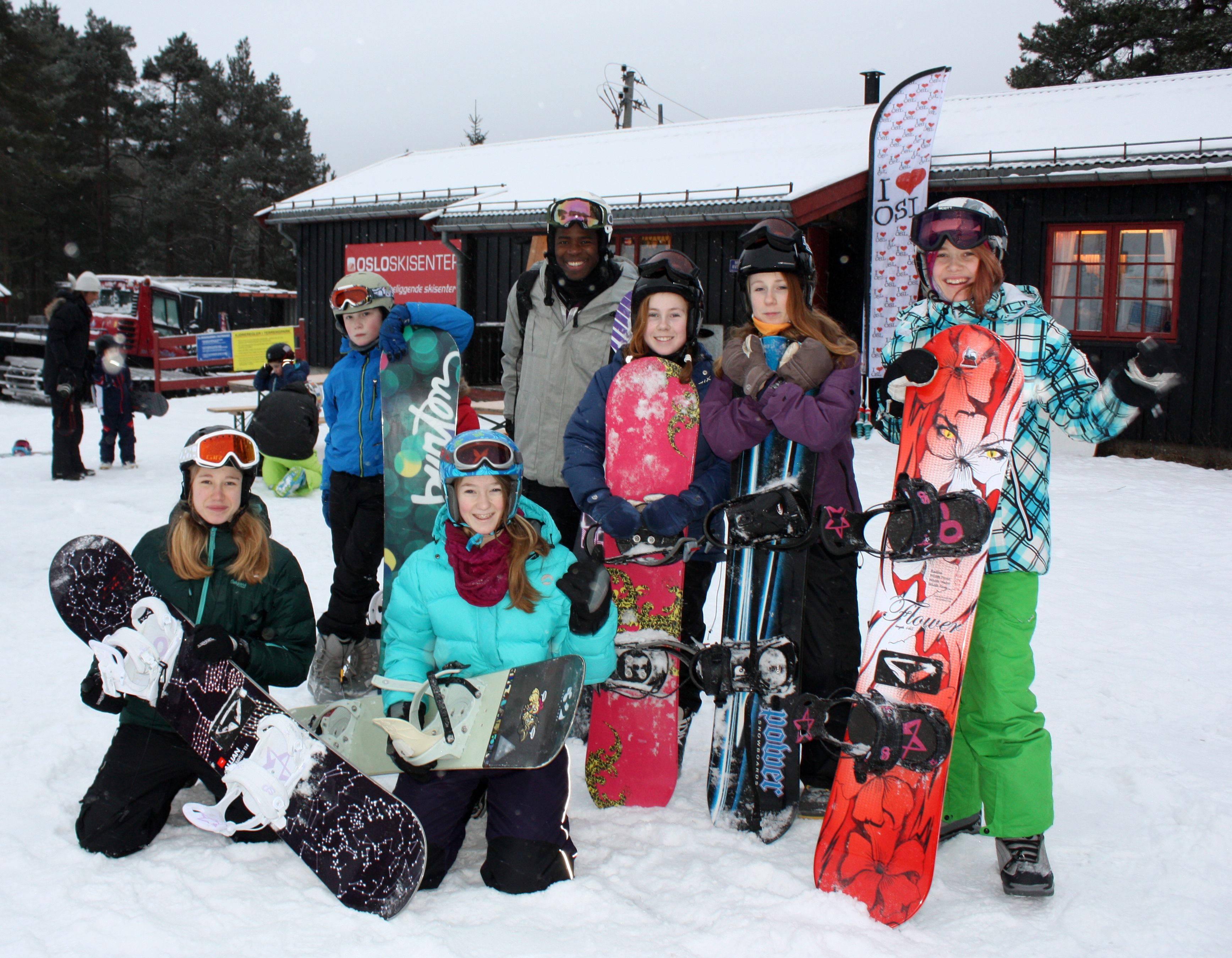 a group of snowboarders