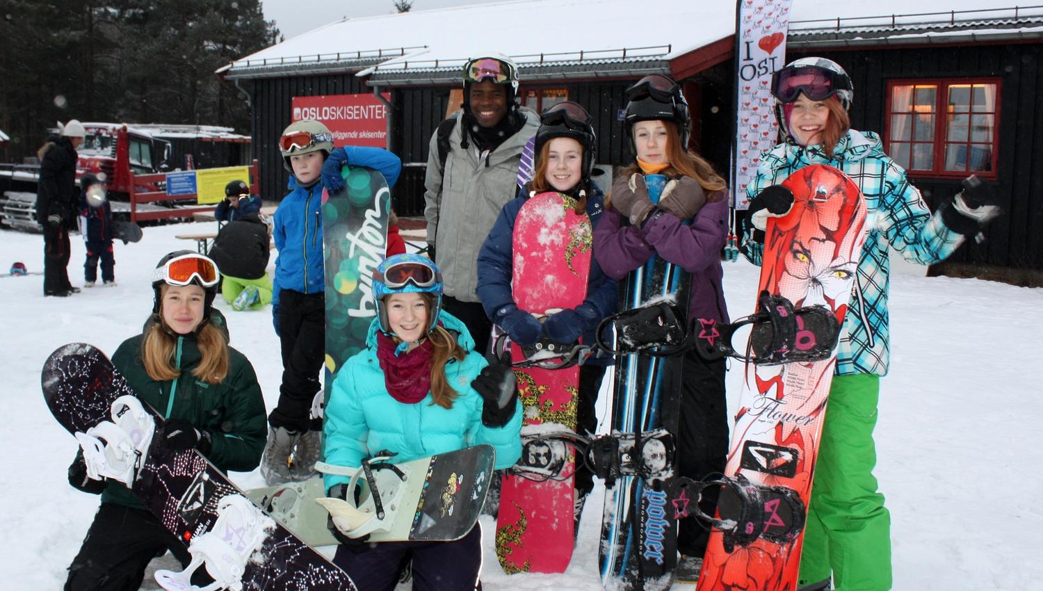 a group of snowboarders