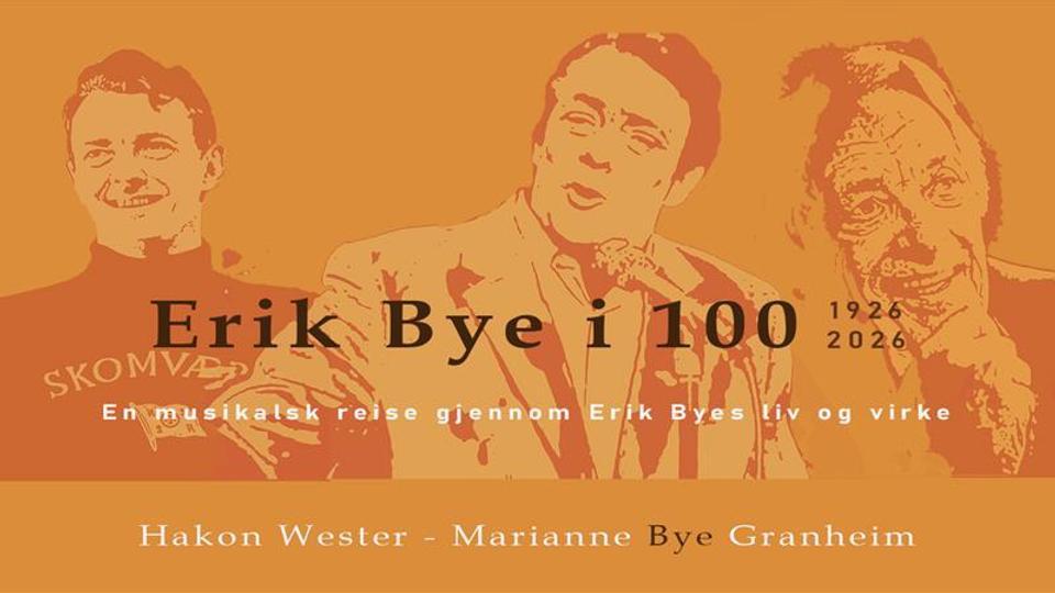 Advert for the concert featuring photos of Erik Bye at different ages 