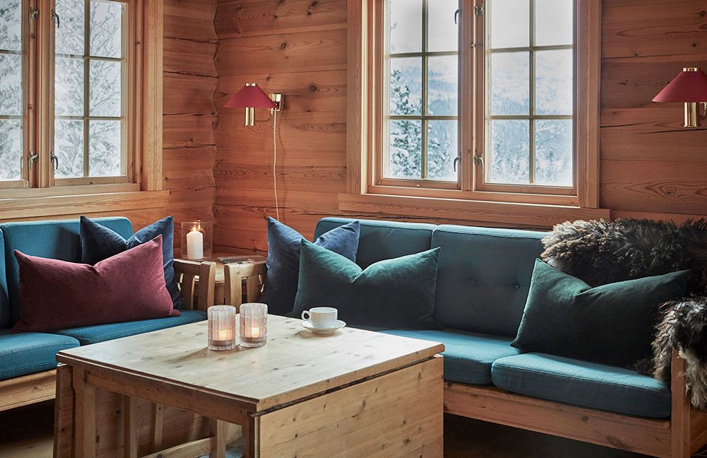 living room with sofa corner in cabin to Gaustablikk Fjellresort