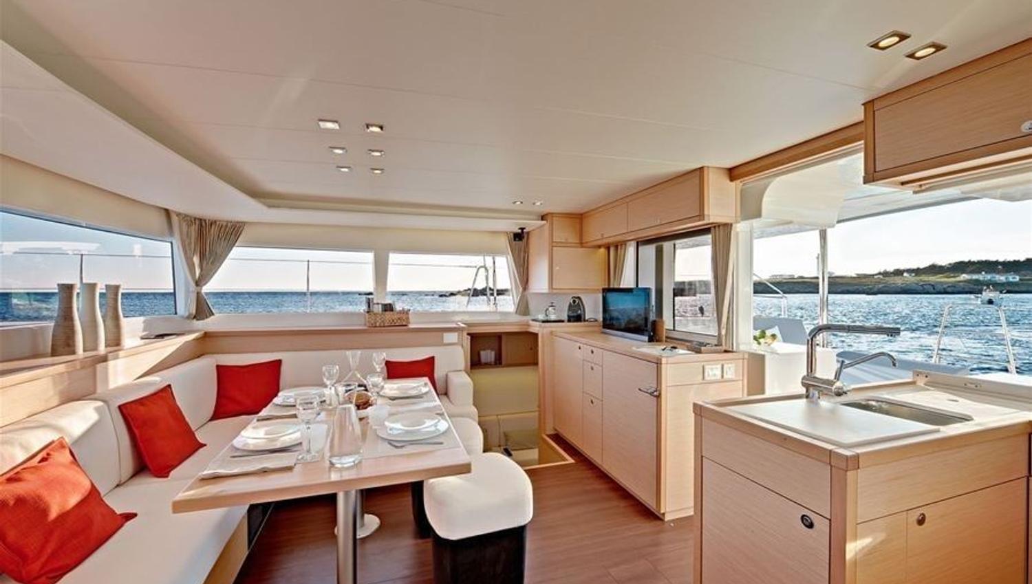 The interior of the boat
