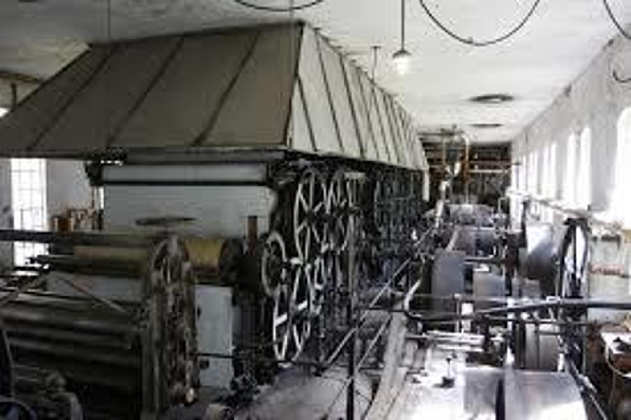 Inne i fabrikken til Klevfos industrimuseum
