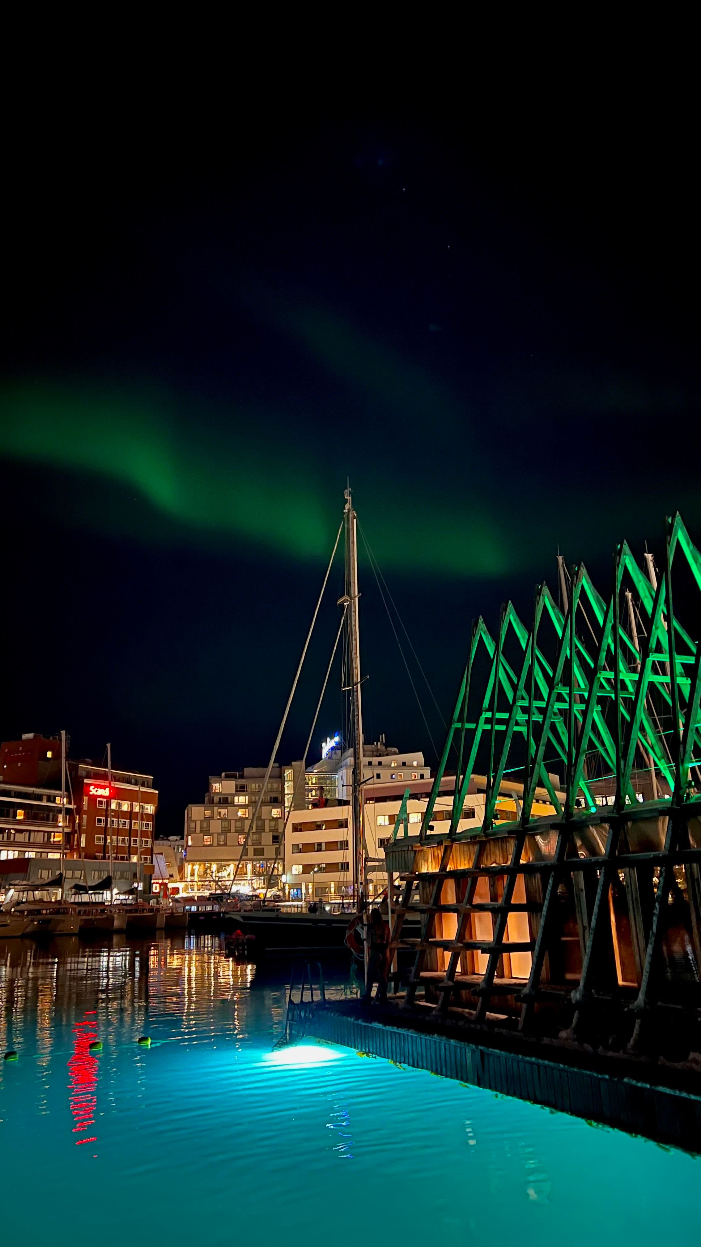 Northern Lights above a sauna