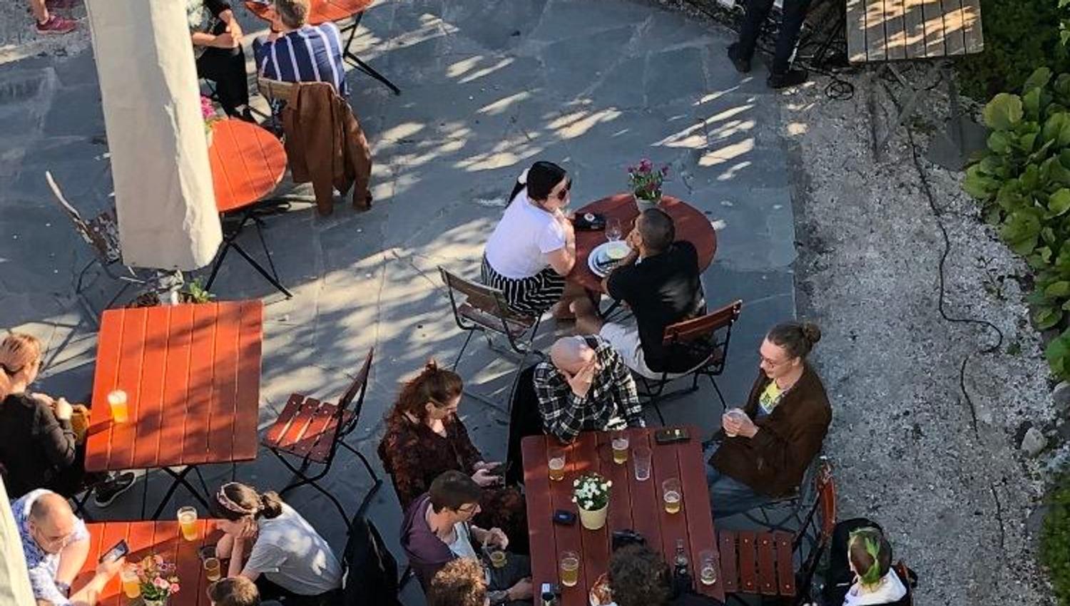 People sitting outside