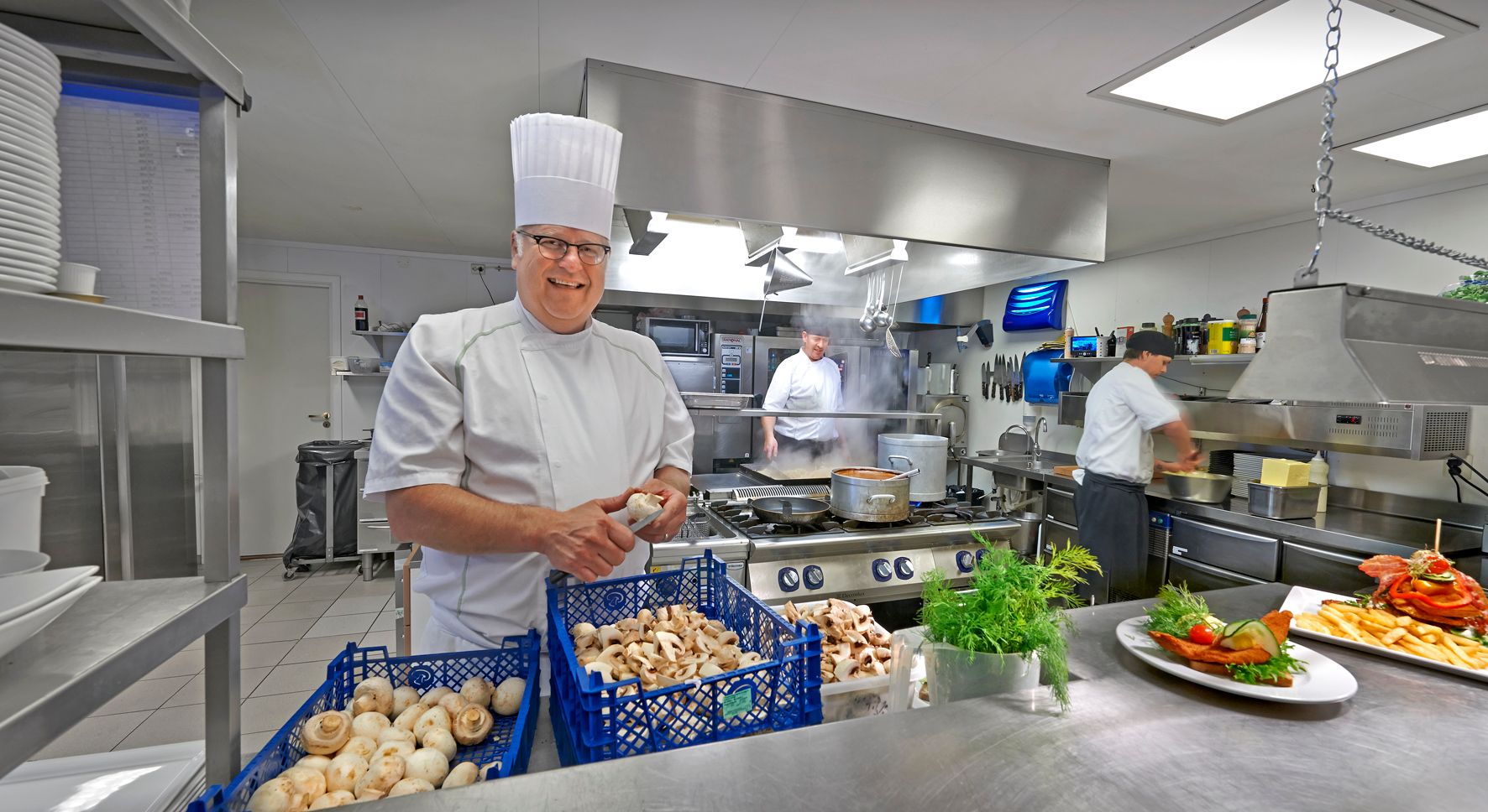 Chef prepares food