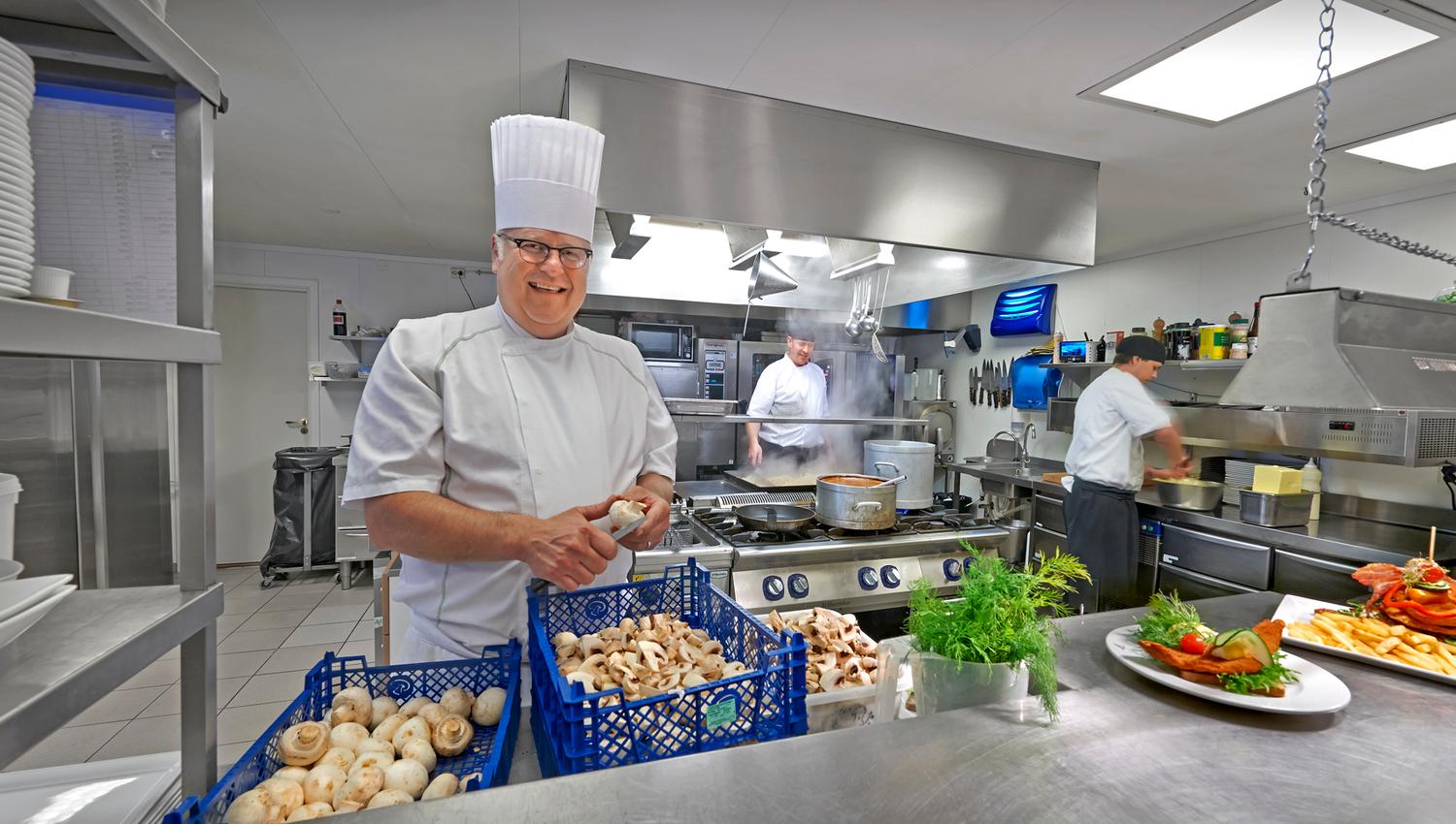 Chef prepares food