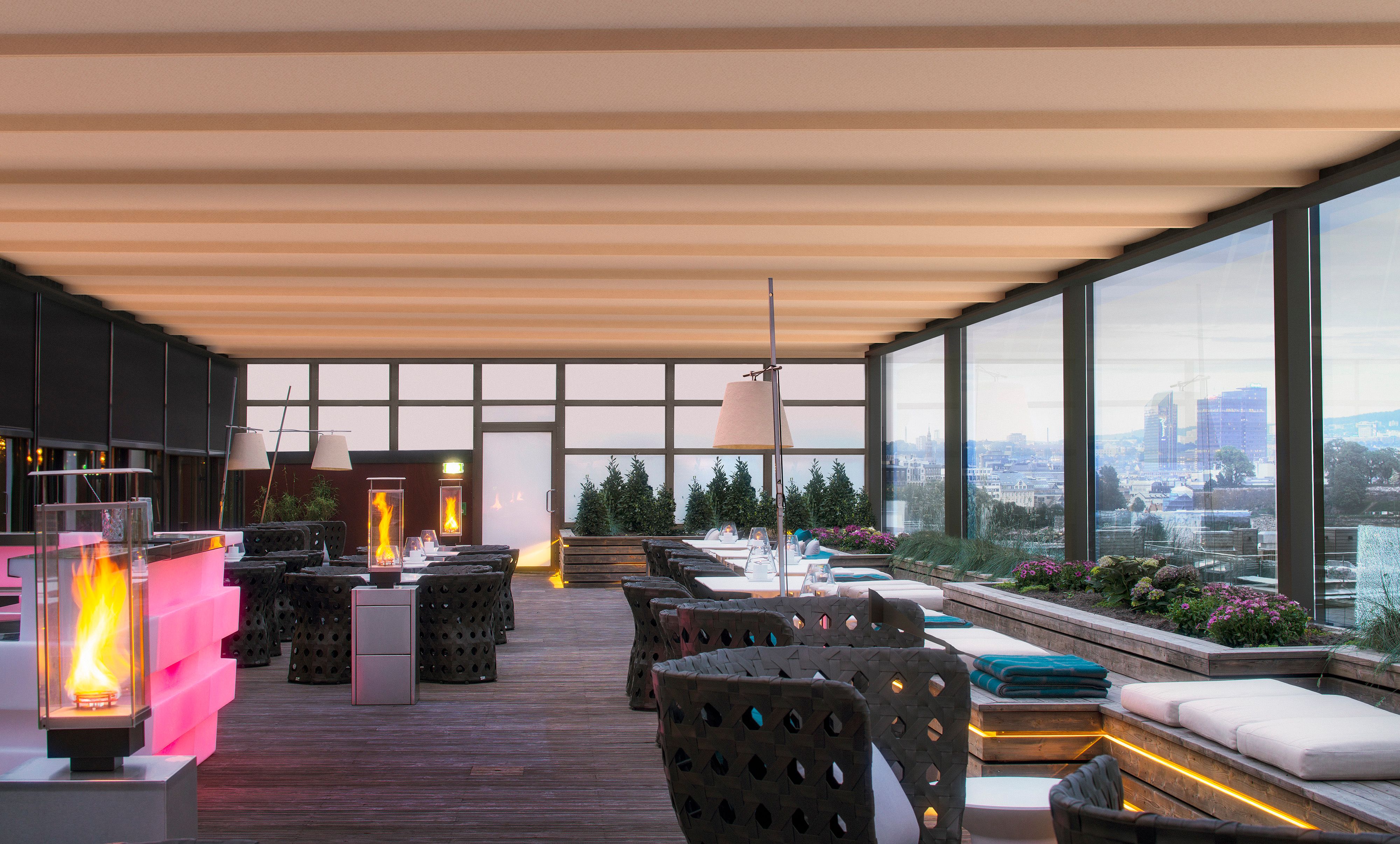 lounge area on the rooftop