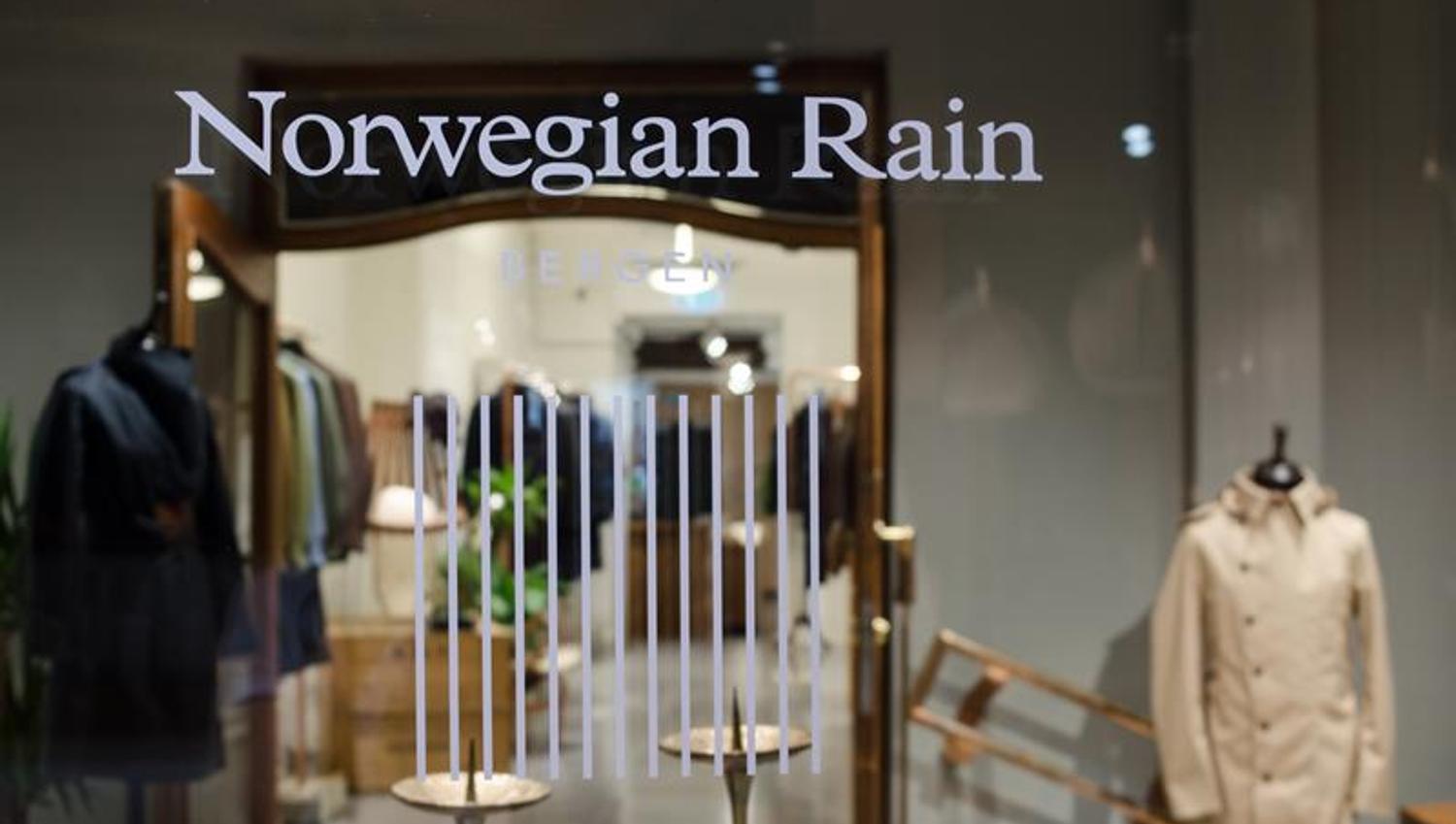 Entrance with lettering "Norwegian Rain"