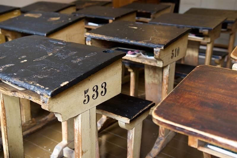 School desks.