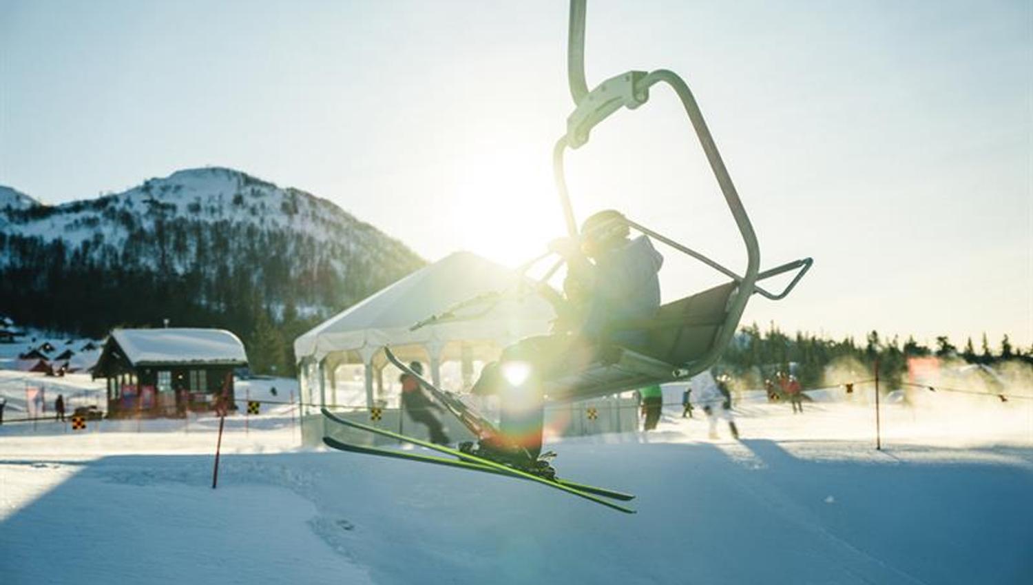 skier in ski lift at Rauland ski center