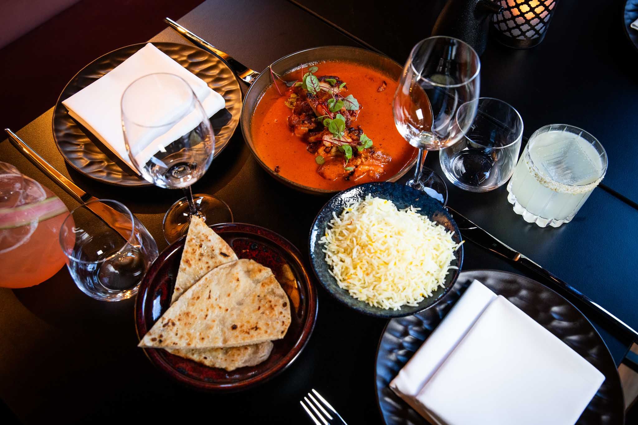 Various bowls of food on a table