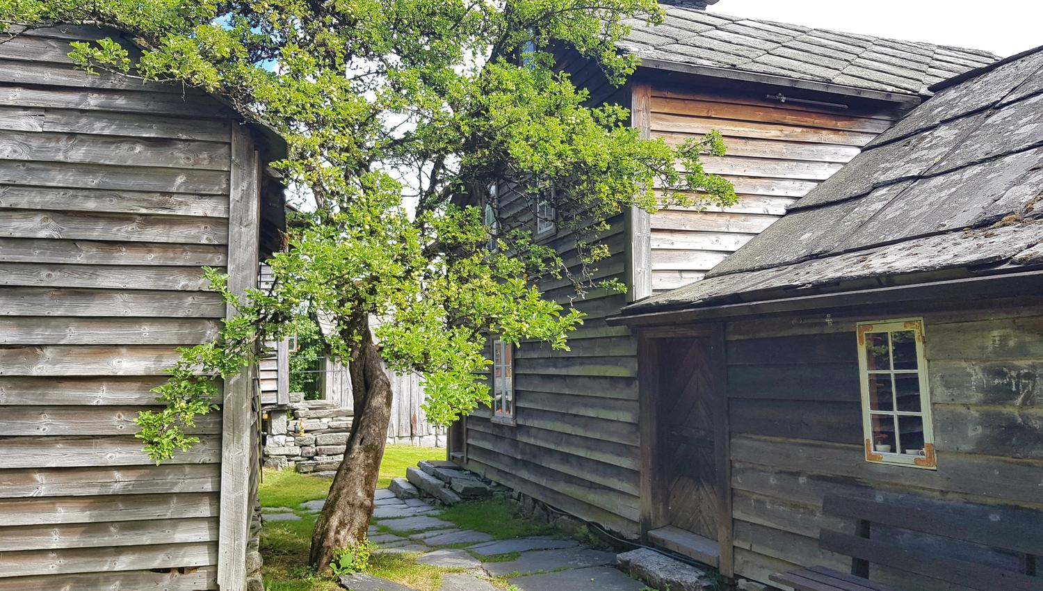 idyllic in between the old wooden buildings
