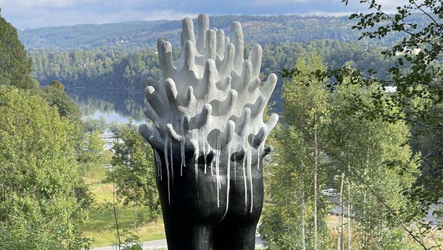 Black sculpture in nature