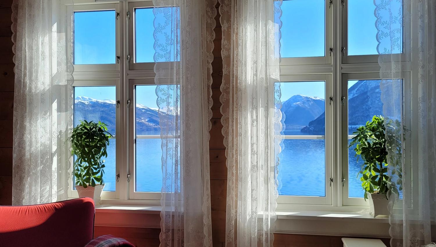 The view from the livingroom in the Holiday home.