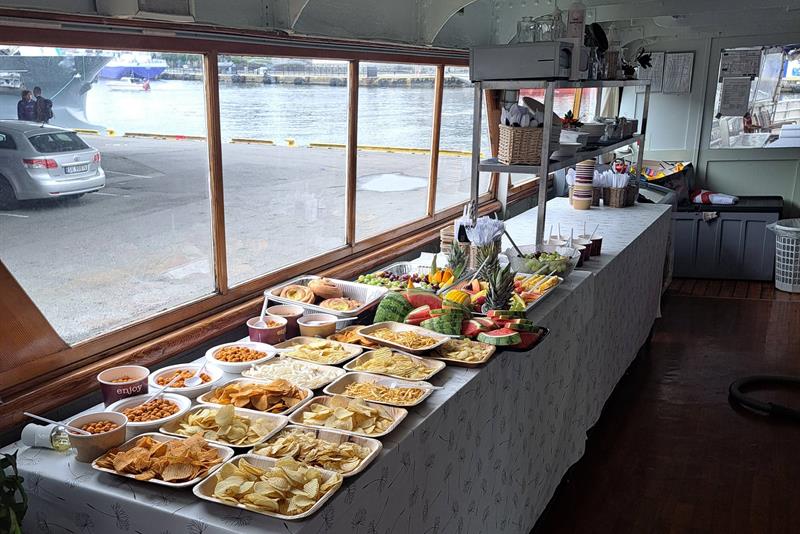 Buffet on board the boat