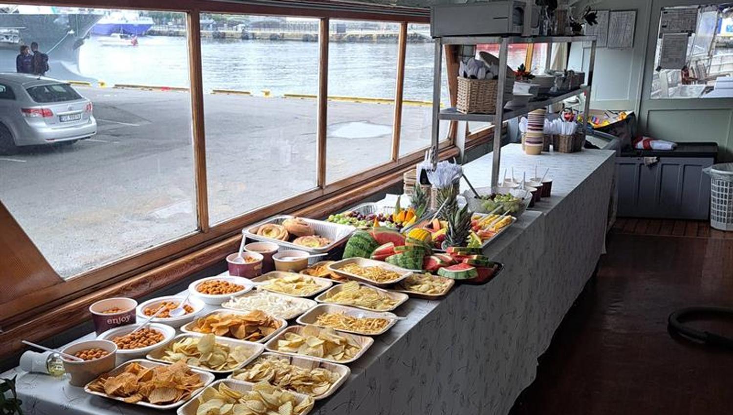 Buffet on board the boat