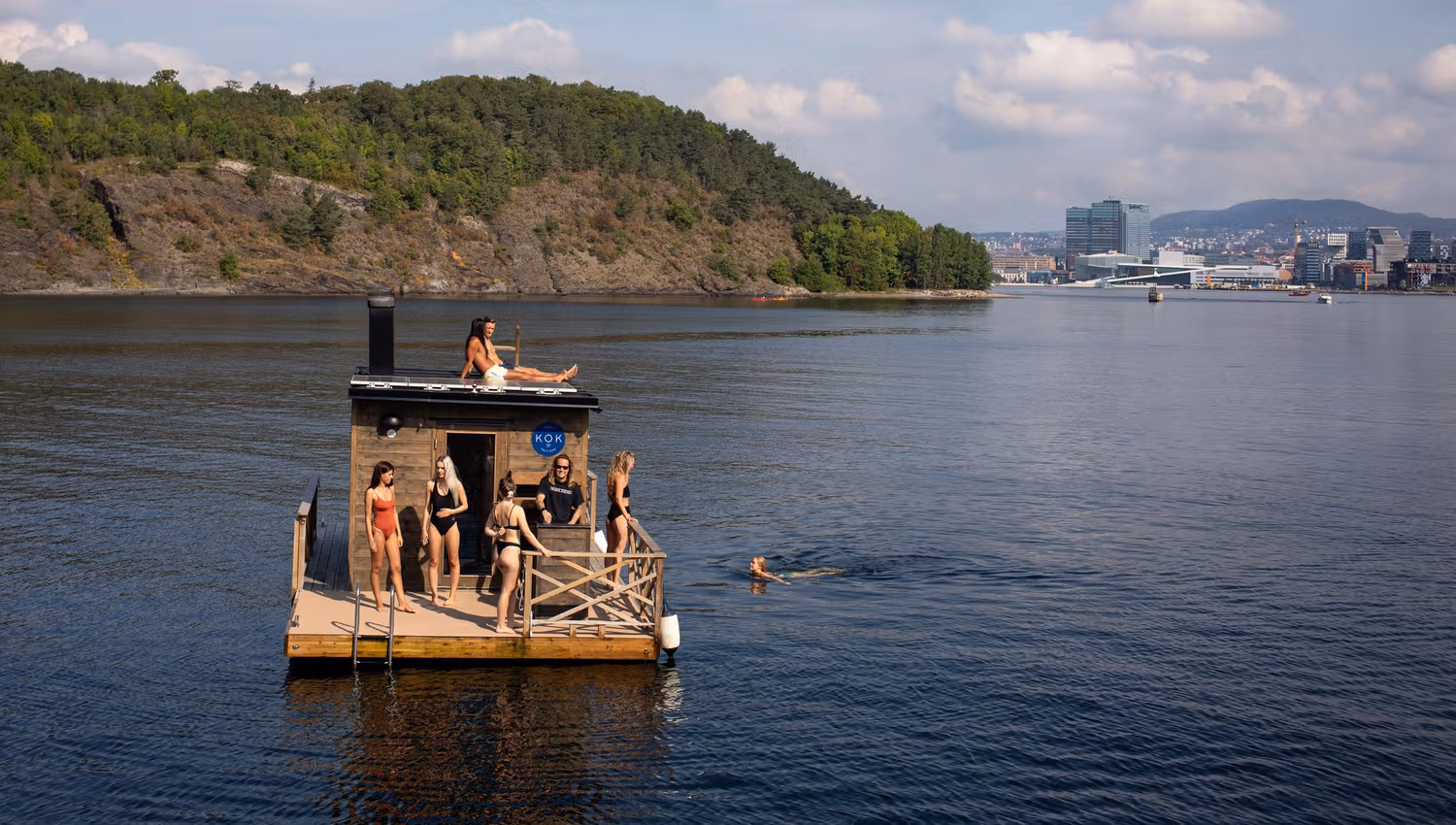 Floating sauna in the fjord.