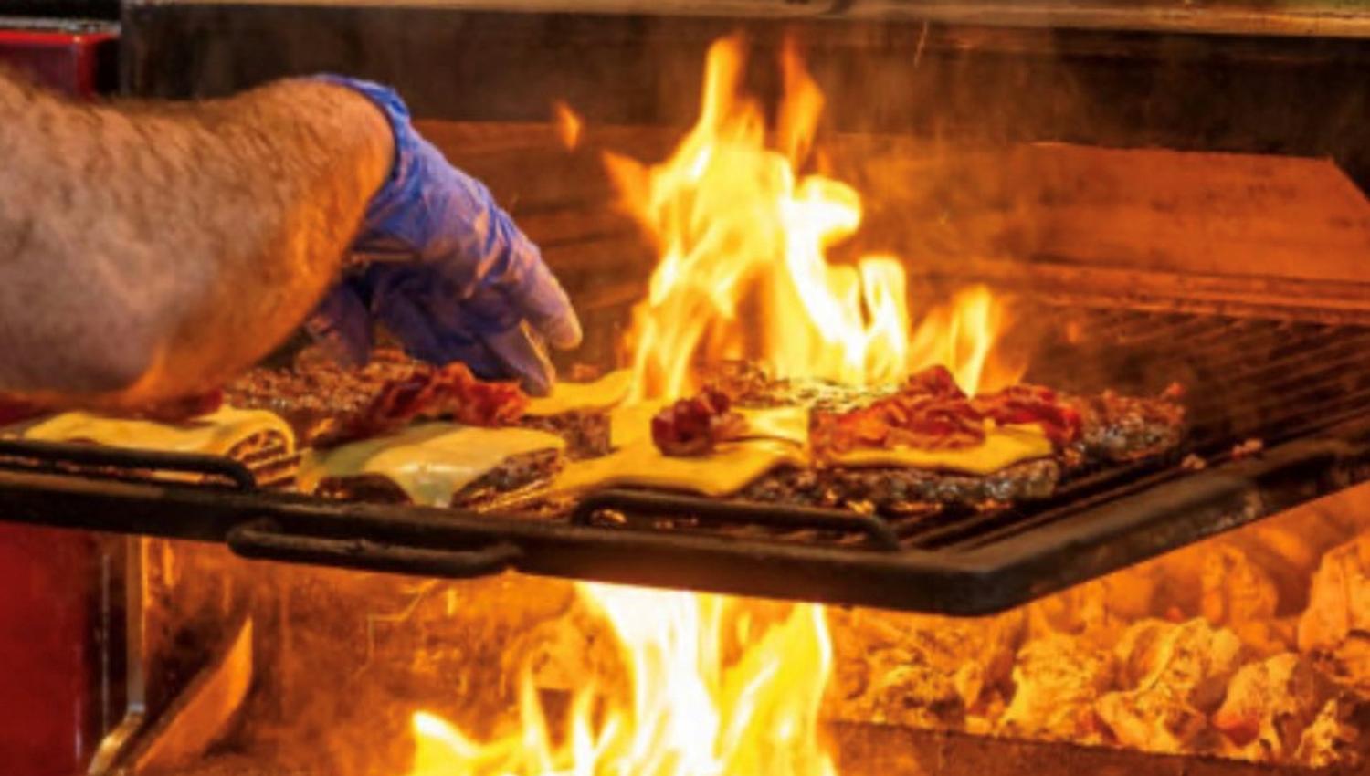 All the burgers are grilled over organic charcoal