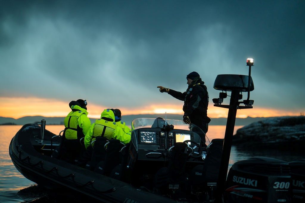 RIB pilot guiding passengers in the Oslo Fjord