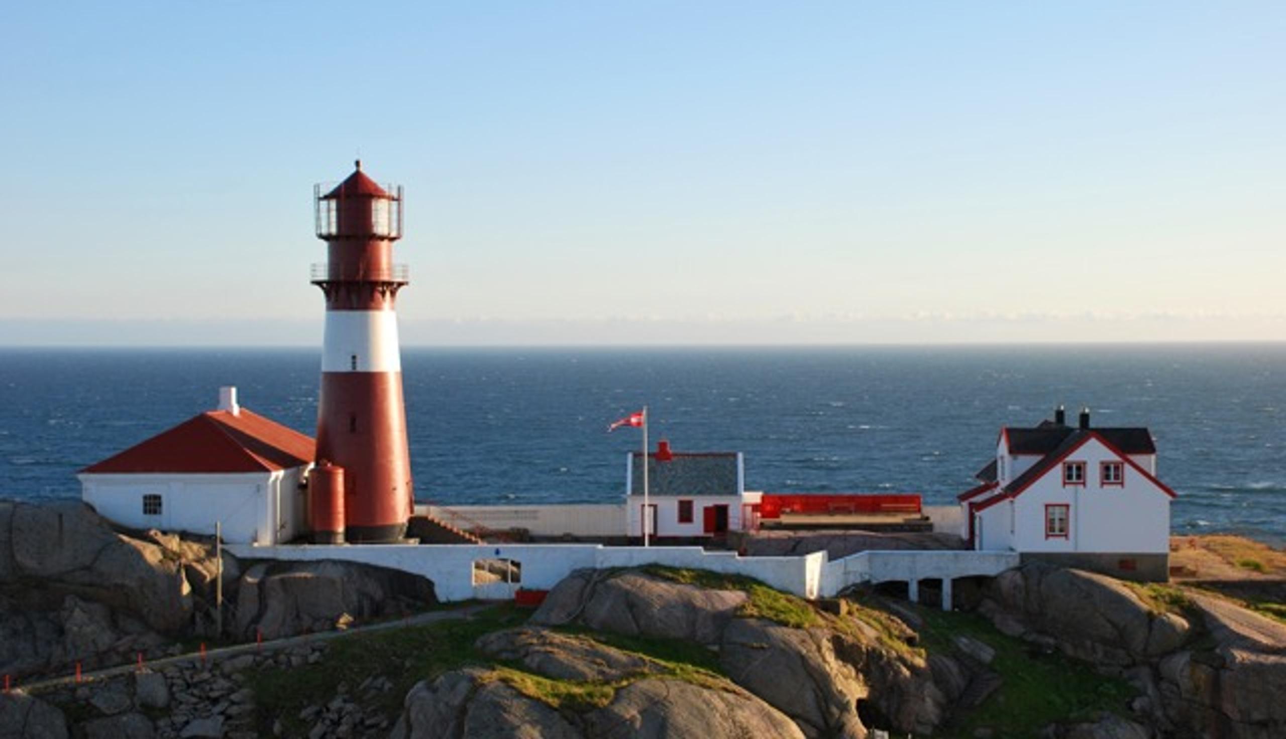 A view of Ryvingen Lighthouse and out over the sea.