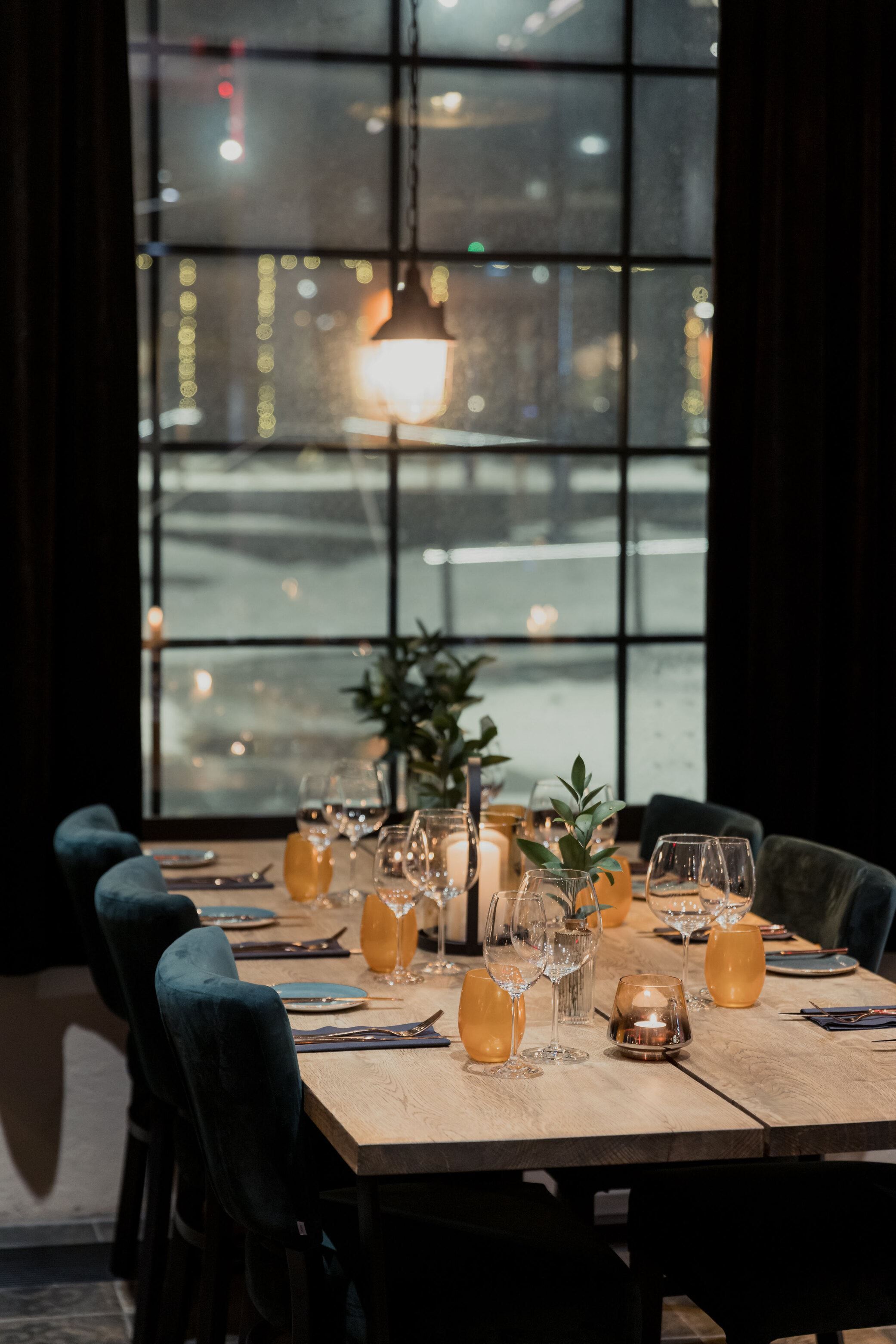 Table setting inside the restaurant