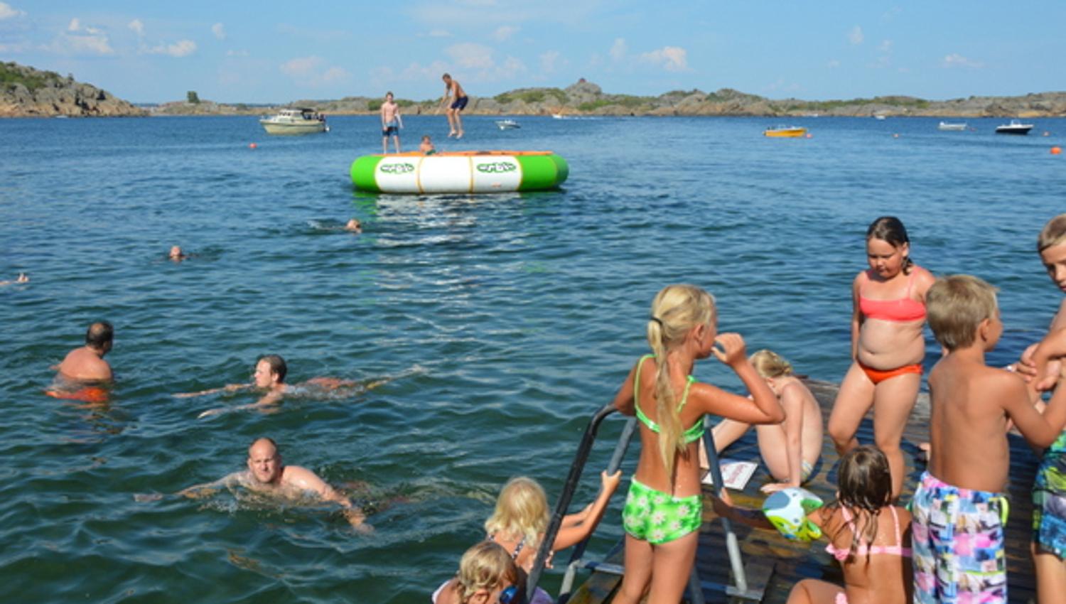 People bathing on the beach