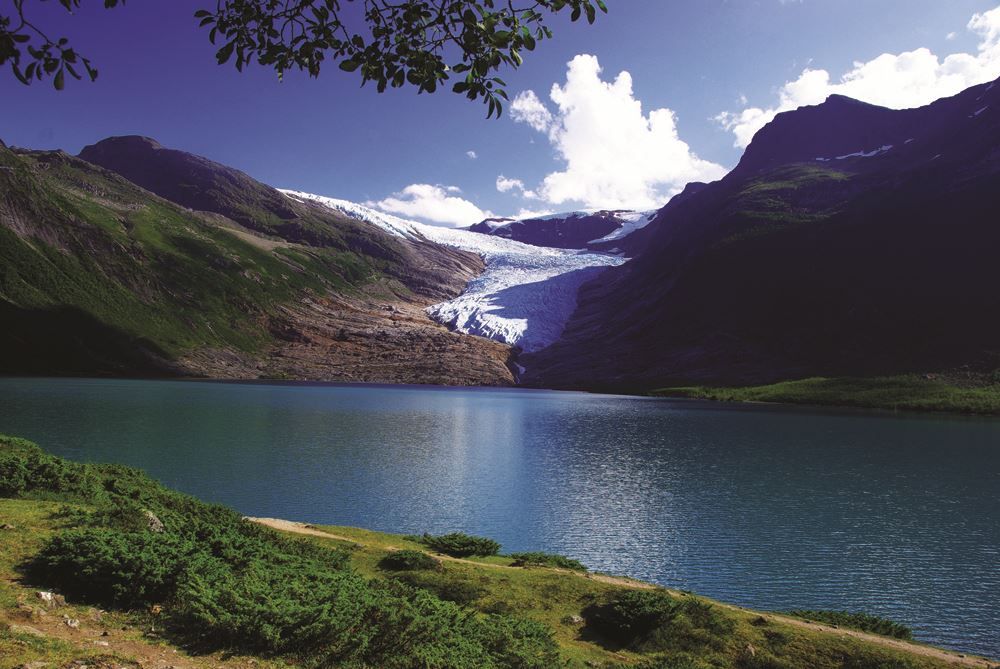 The glacier Svartisen near Furøy Camping