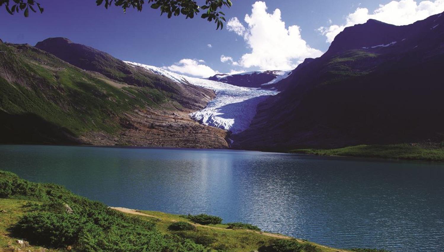 The glacier Svartisen near Furøy Camping