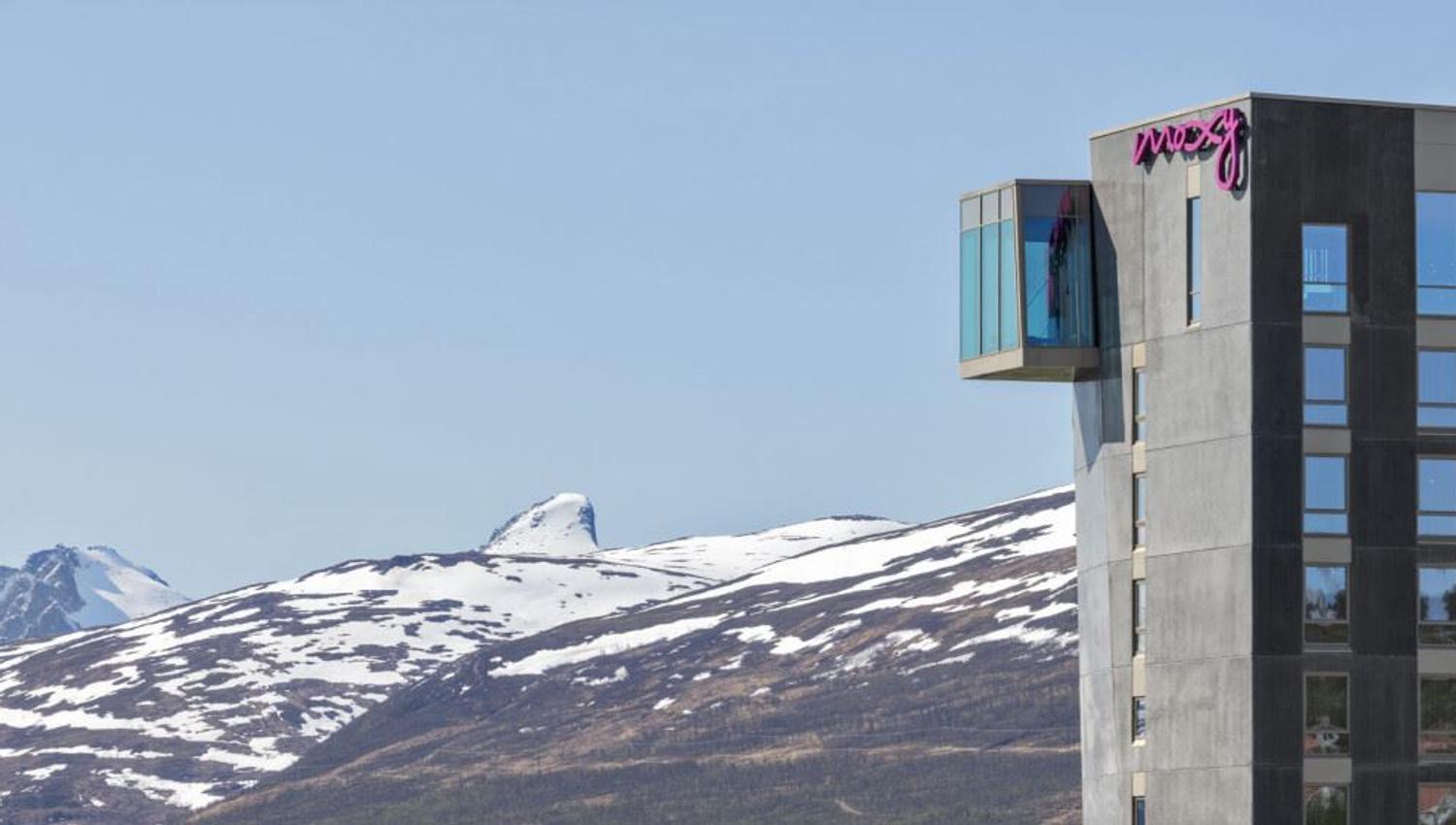 Outside Moxy hotel in Tromsø