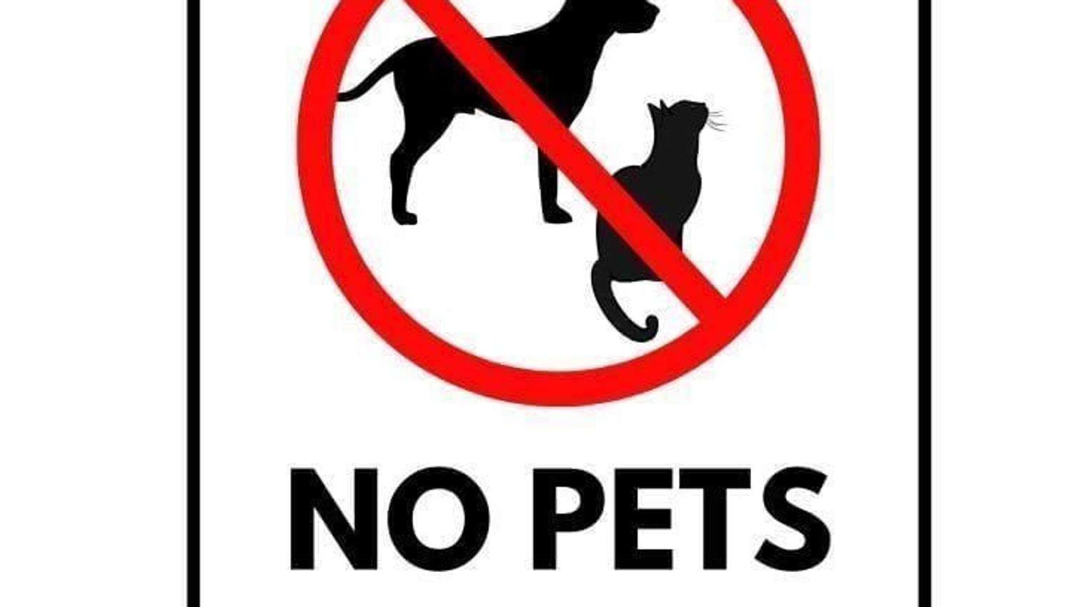 A sign with a dog and cat not allowed