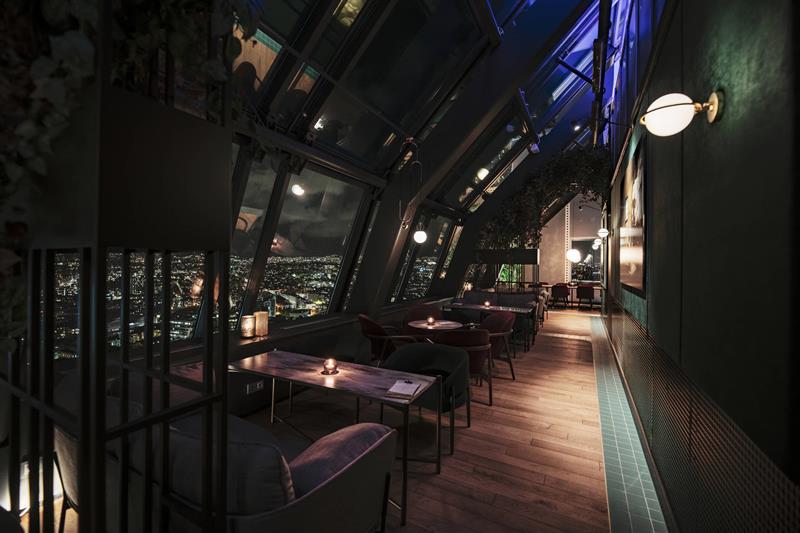 Seating at The Top. View of the city.