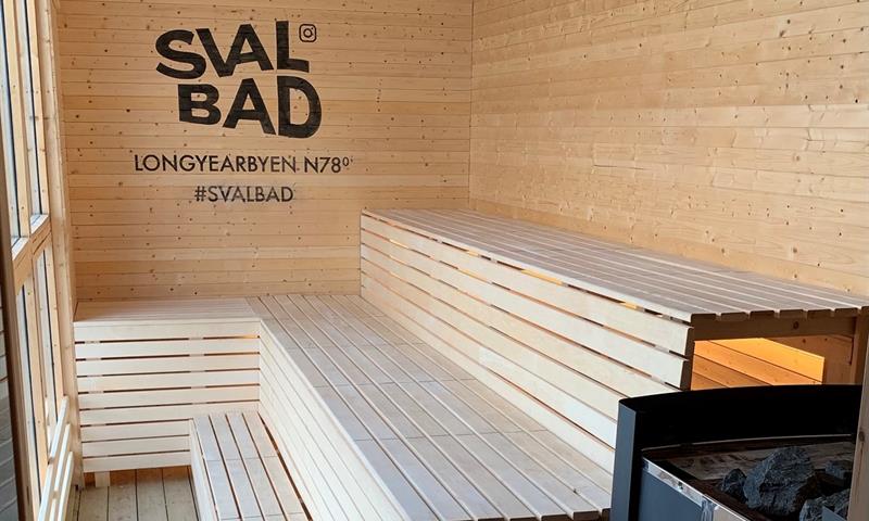 Benches inside the sauna