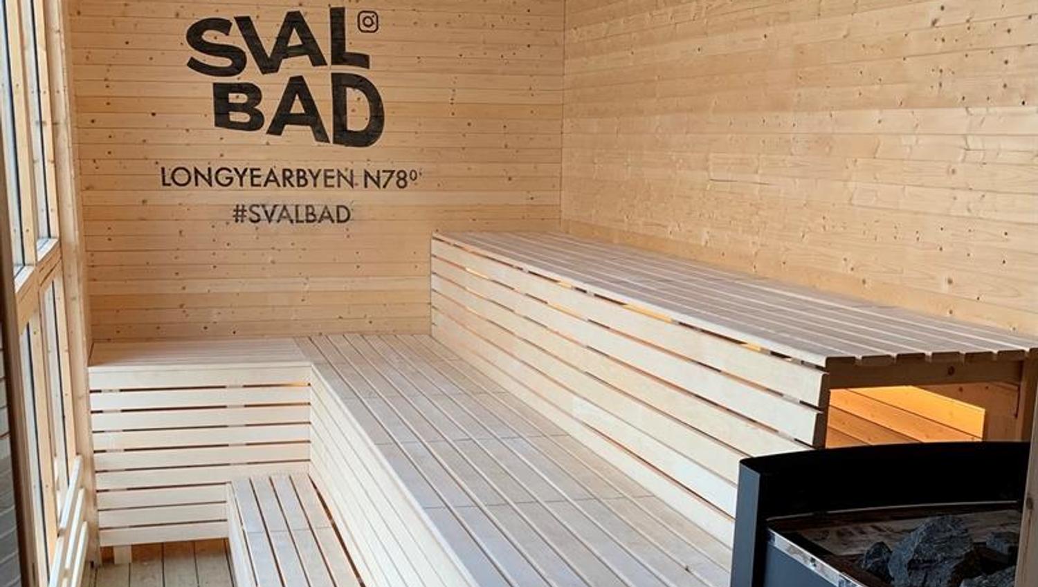 Benches inside the sauna