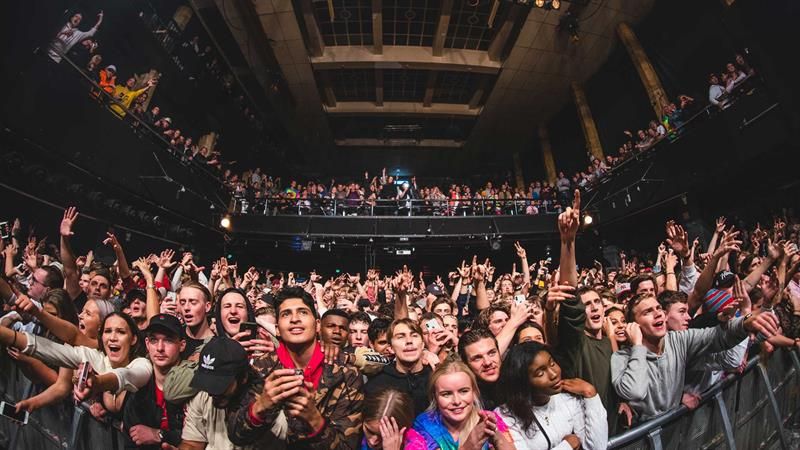 The audience seen from stage watching Flatbush Zombies live