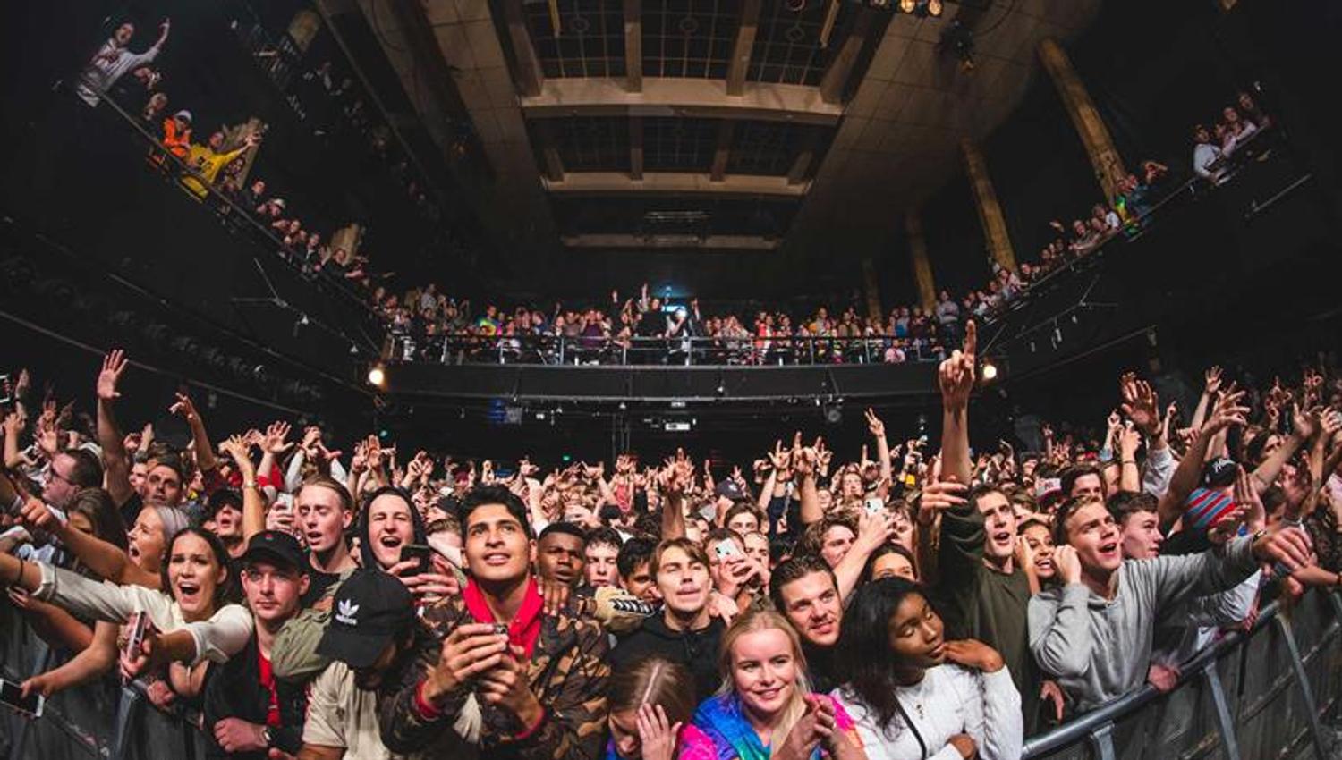 The audience seen from stage watching Flatbush Zombies live