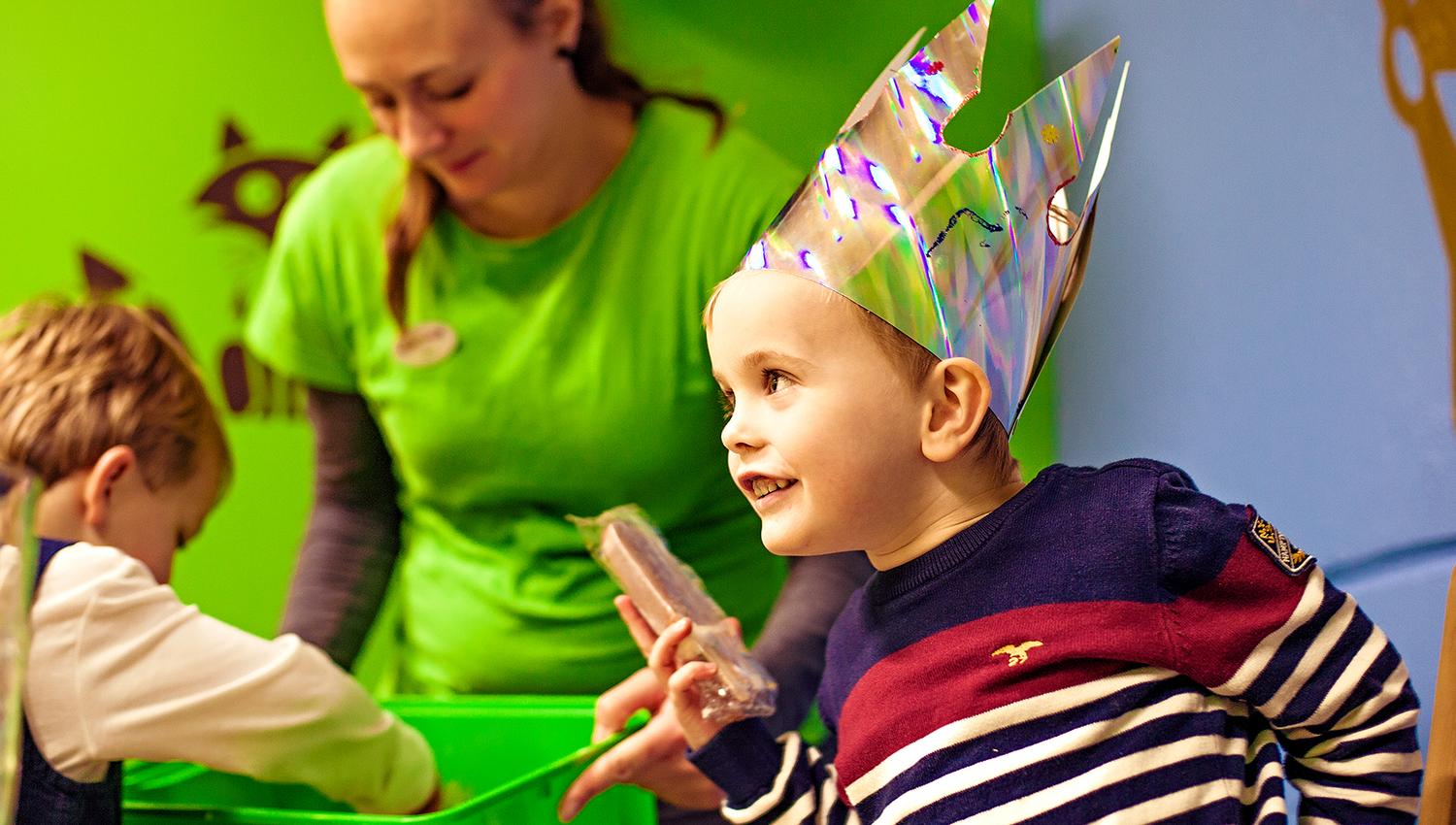 Lykkeland, a play centre in Steinkjer - boy celebrating his birthday