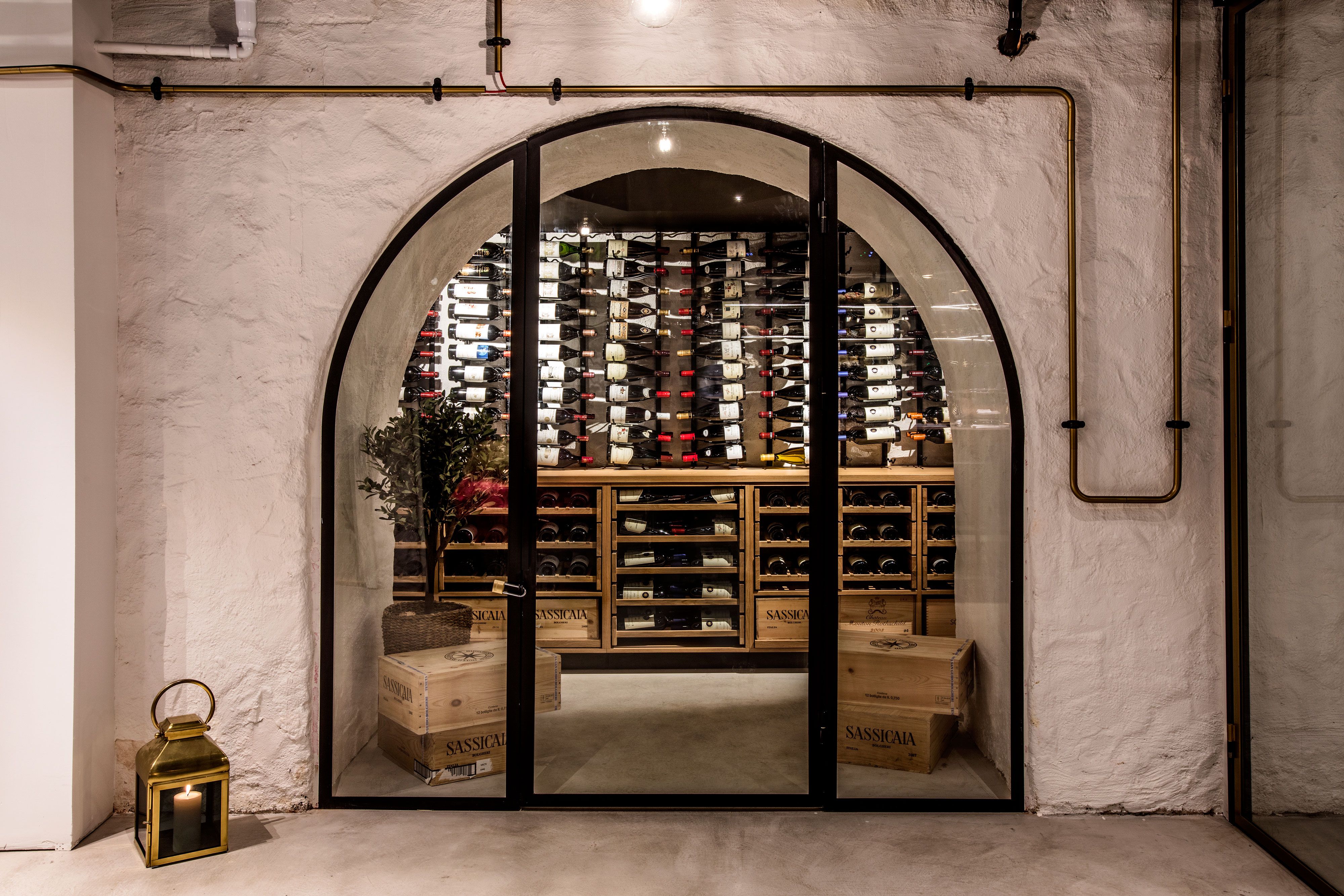 Wine cellar.